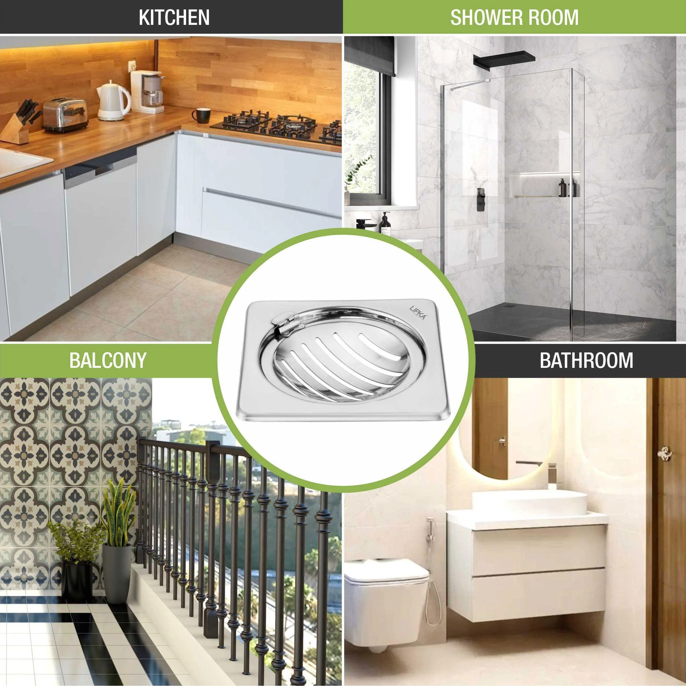 Eon Square Floor Drain with Classic Jali and Hinge  (5 x 5 Inches) - LIPKA - Image 6