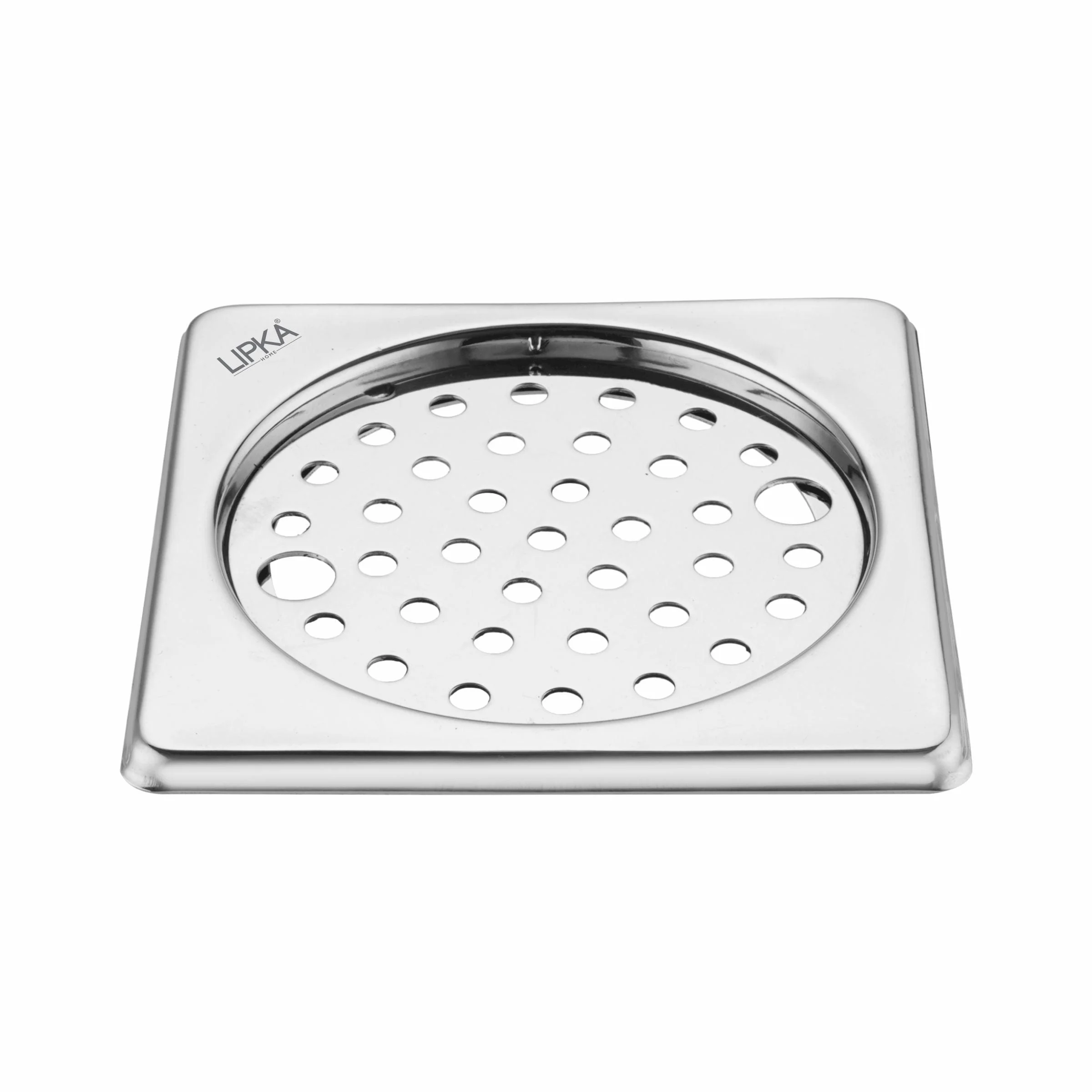Eon Square Floor Drain with Plain Jali and Lock (6 x 6 Inches) - LIPKA