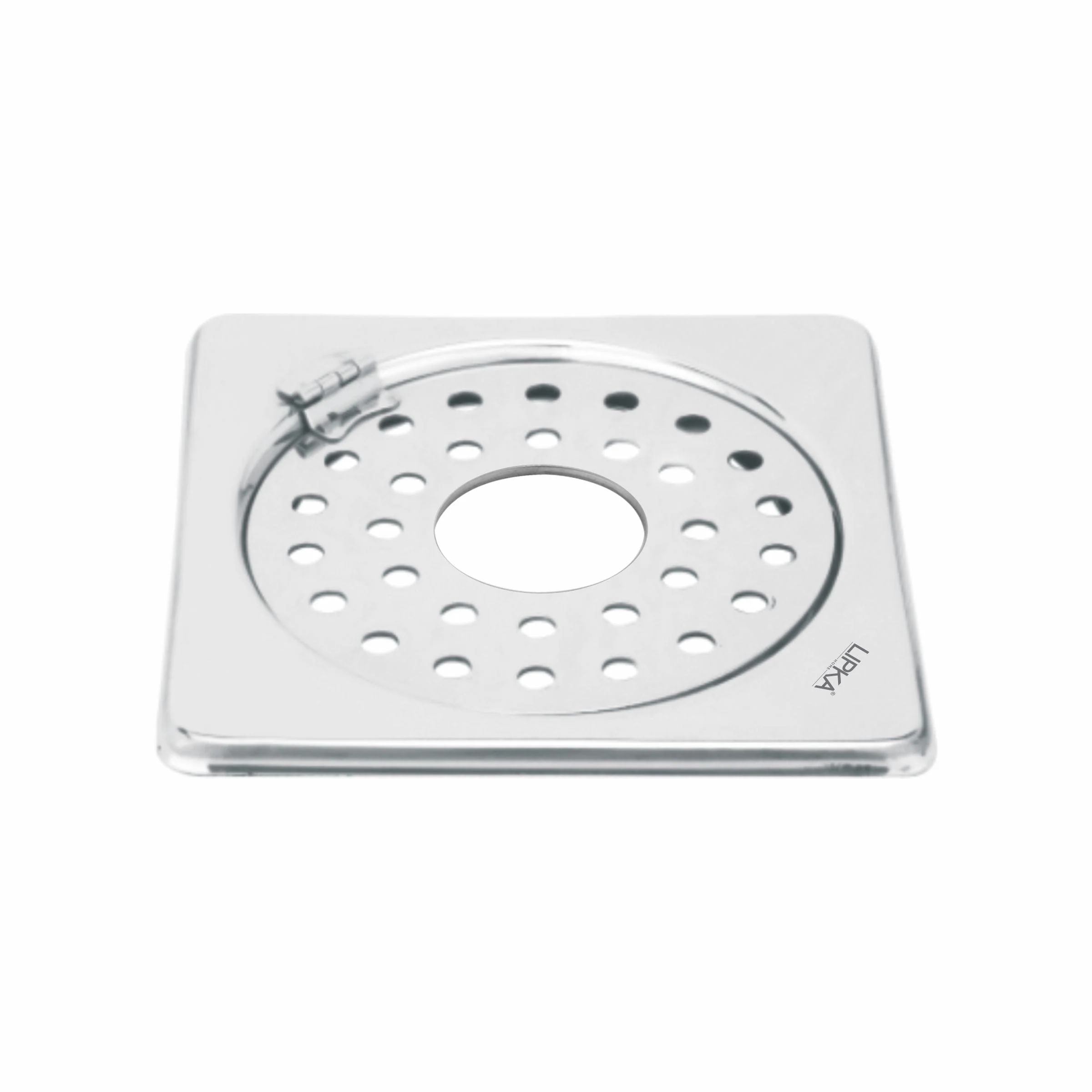 Eon Square Floor Drain with Plain Jali, Hinge and Hole (5 x 5 Inches) - LIPKA