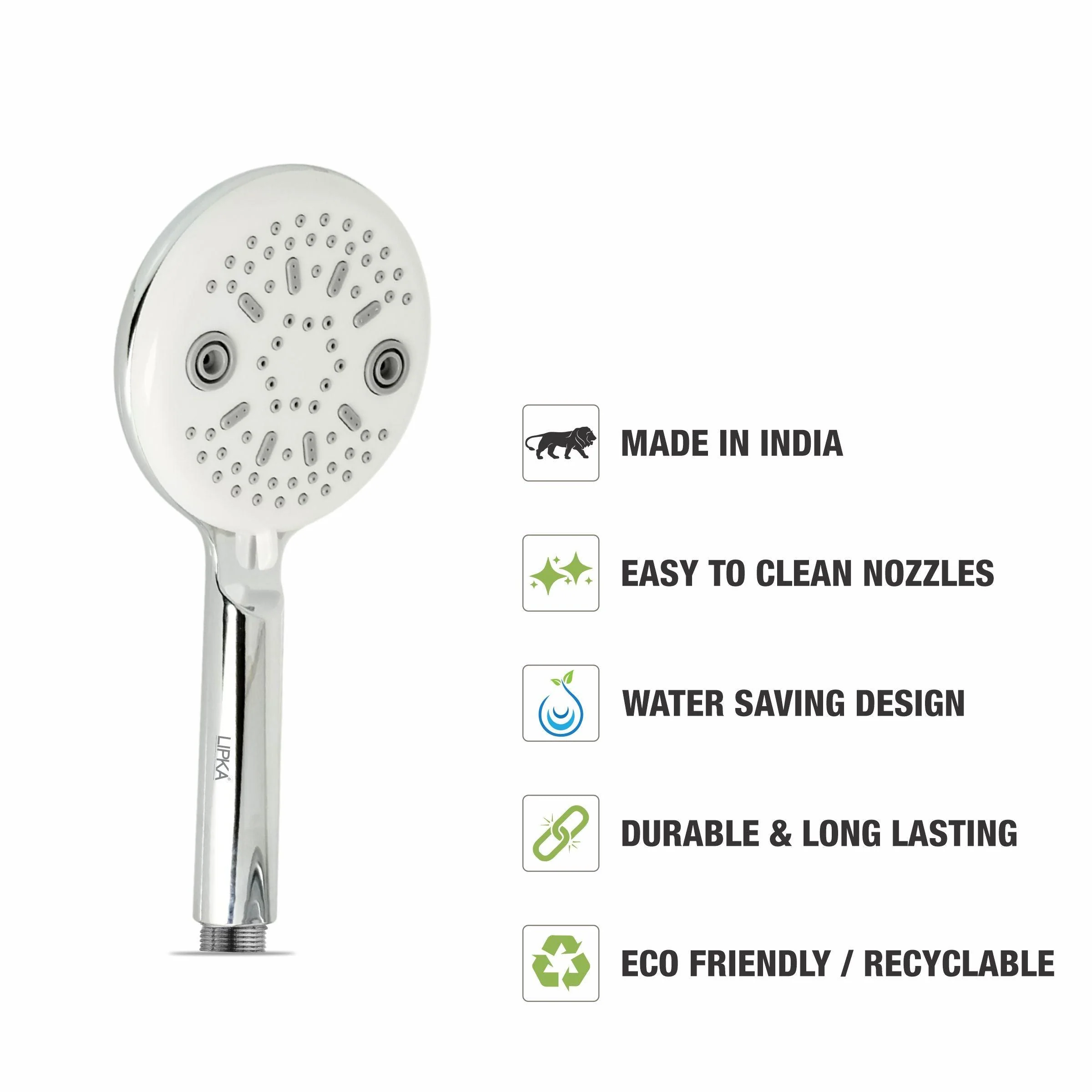 Eye Bol Multi Flow Hand Shower with Holder & 304-Grade Flexible Shower Tube - LIPKA - Image 4