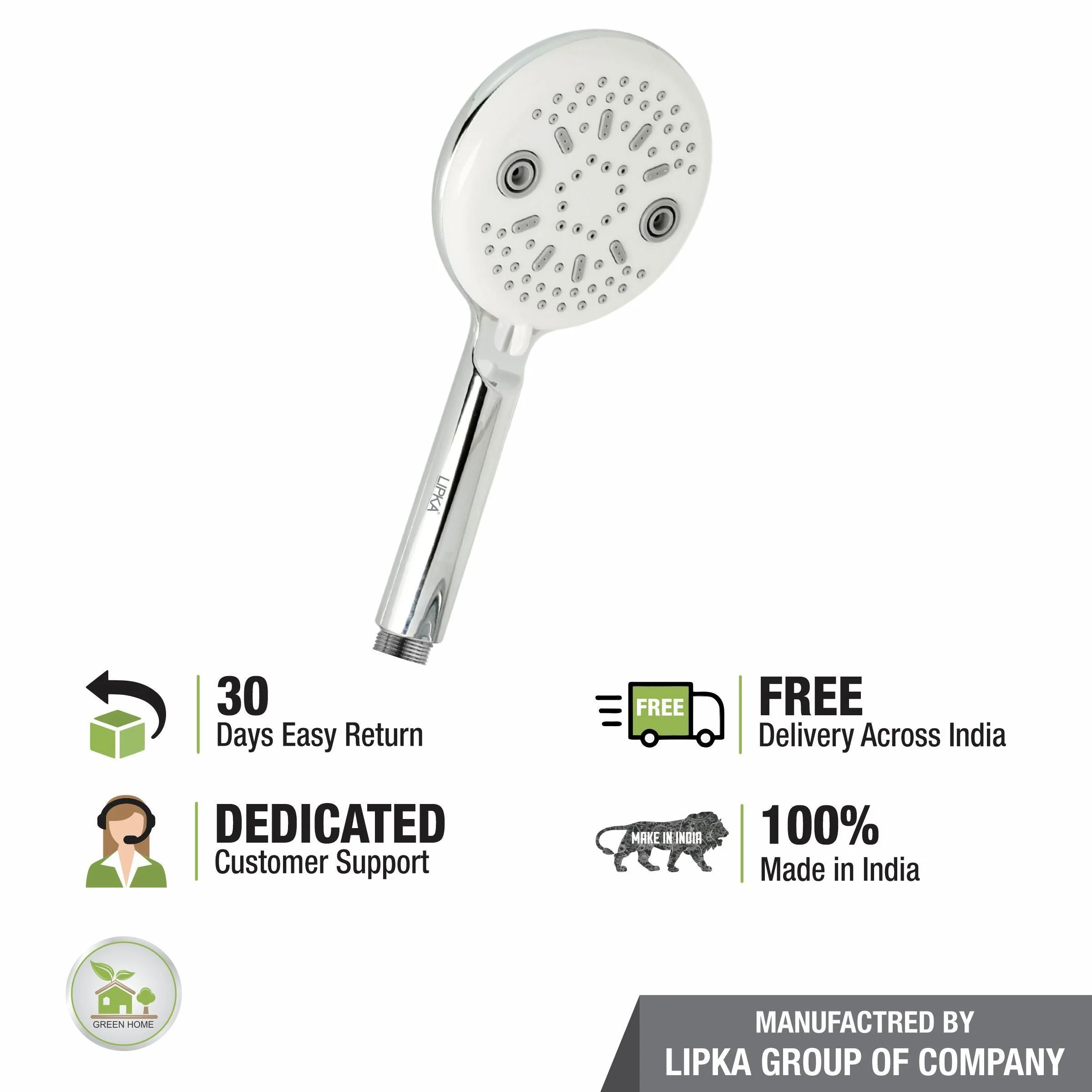 Eye Bol Multi Flow Hand Shower with Holder & 304-Grade Flexible Shower Tube - LIPKA - Image 5