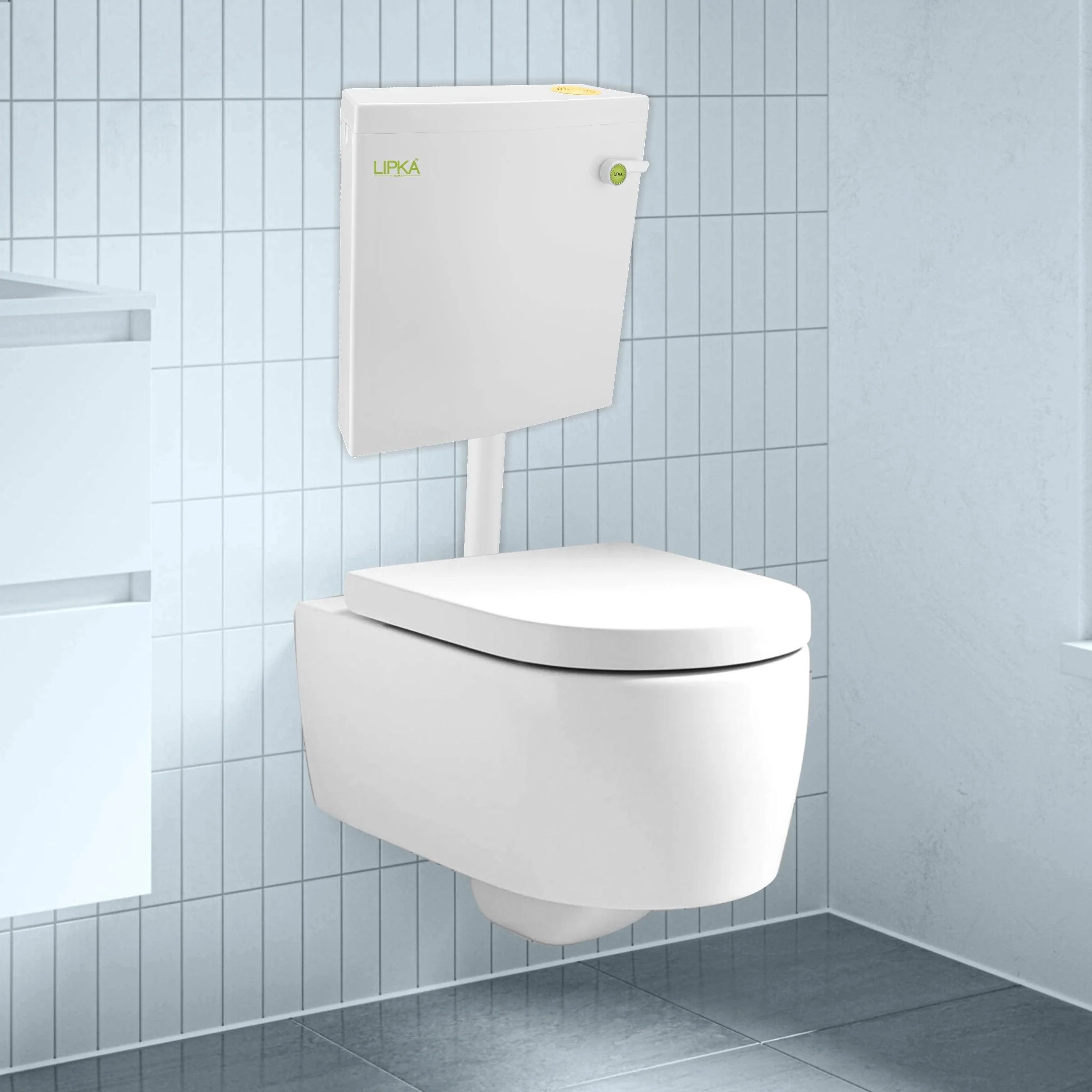 Square Flushing Cistern/ Flush Tank (White) |Commode not included| - LIPKA - Image 5