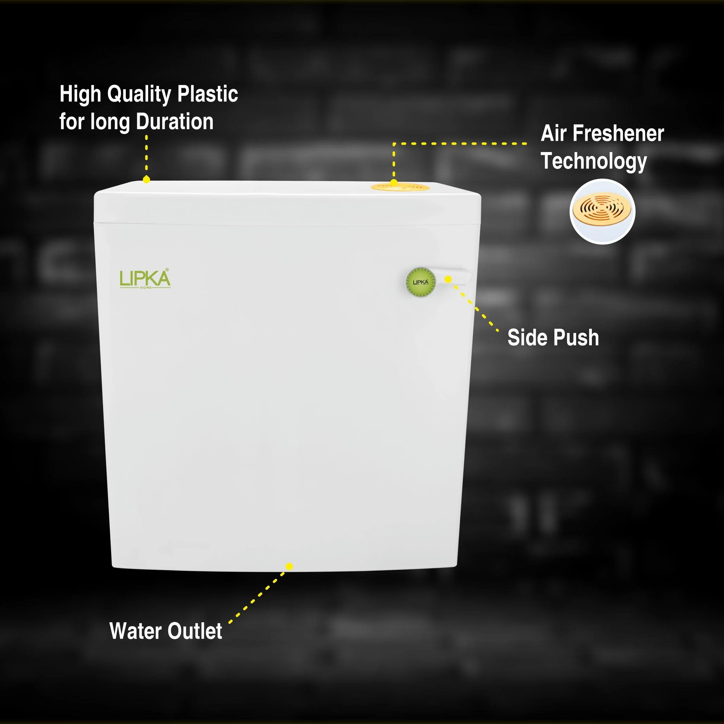 Square Flushing Cistern/ Flush Tank (White) |Commode not included| - LIPKA - Image 6
