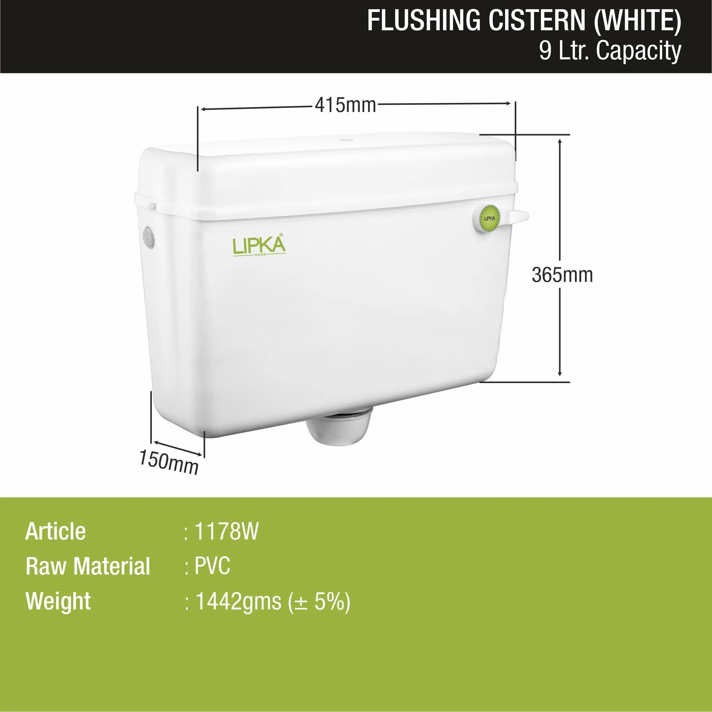Round Flushing Cistern/ Flush Tank (White) |Commode not included| - LIPKA - Image 2