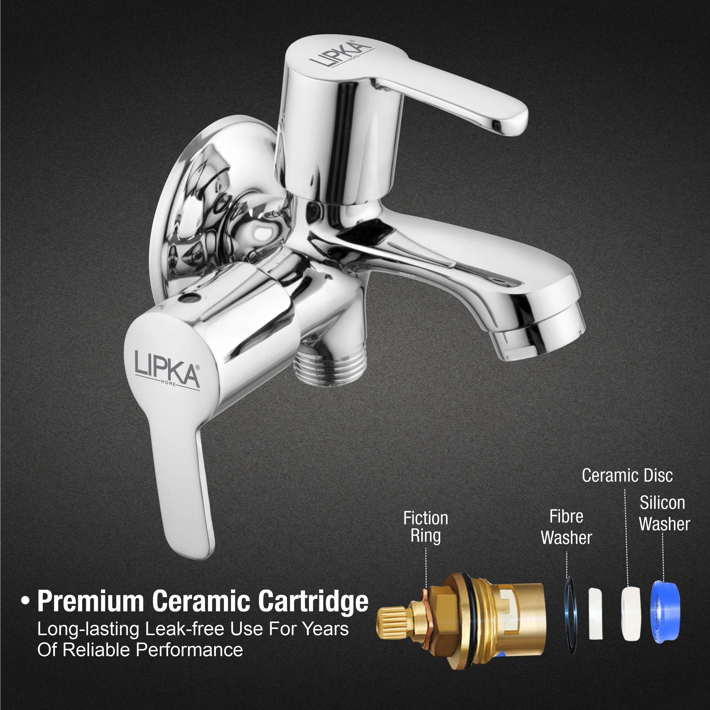 Frenk Two Way Bib Tap Faucet (Double Handle) - LIPKA - Image 3