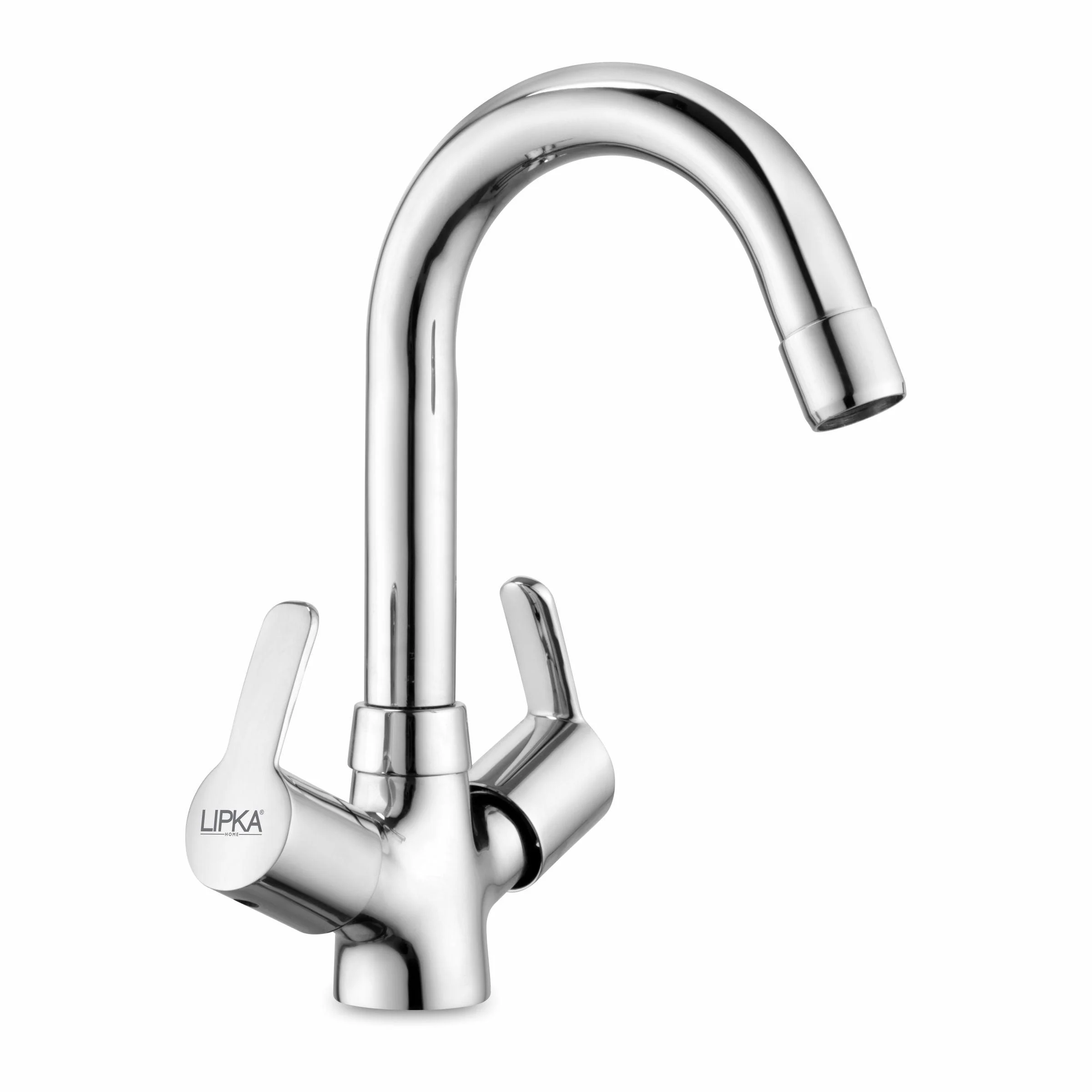 Frenk Centre Hole Basin Mixer Brass Faucet with Round Swivel Spout (12 Inches) - LIPKA