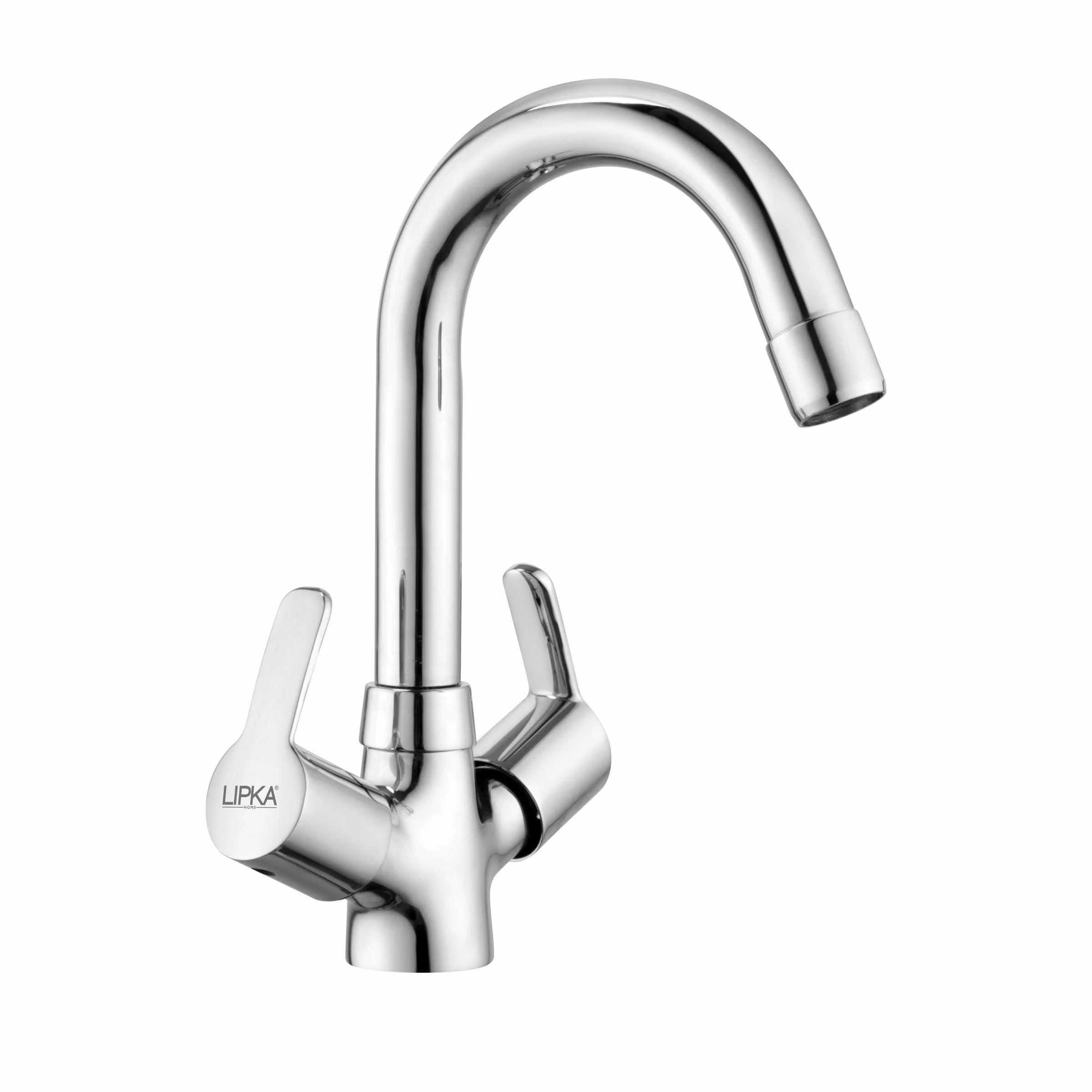 Frenk Centre Hole Basin Mixer Brass Faucet with Round Swivel Spout (15 Inches) - LIPKA