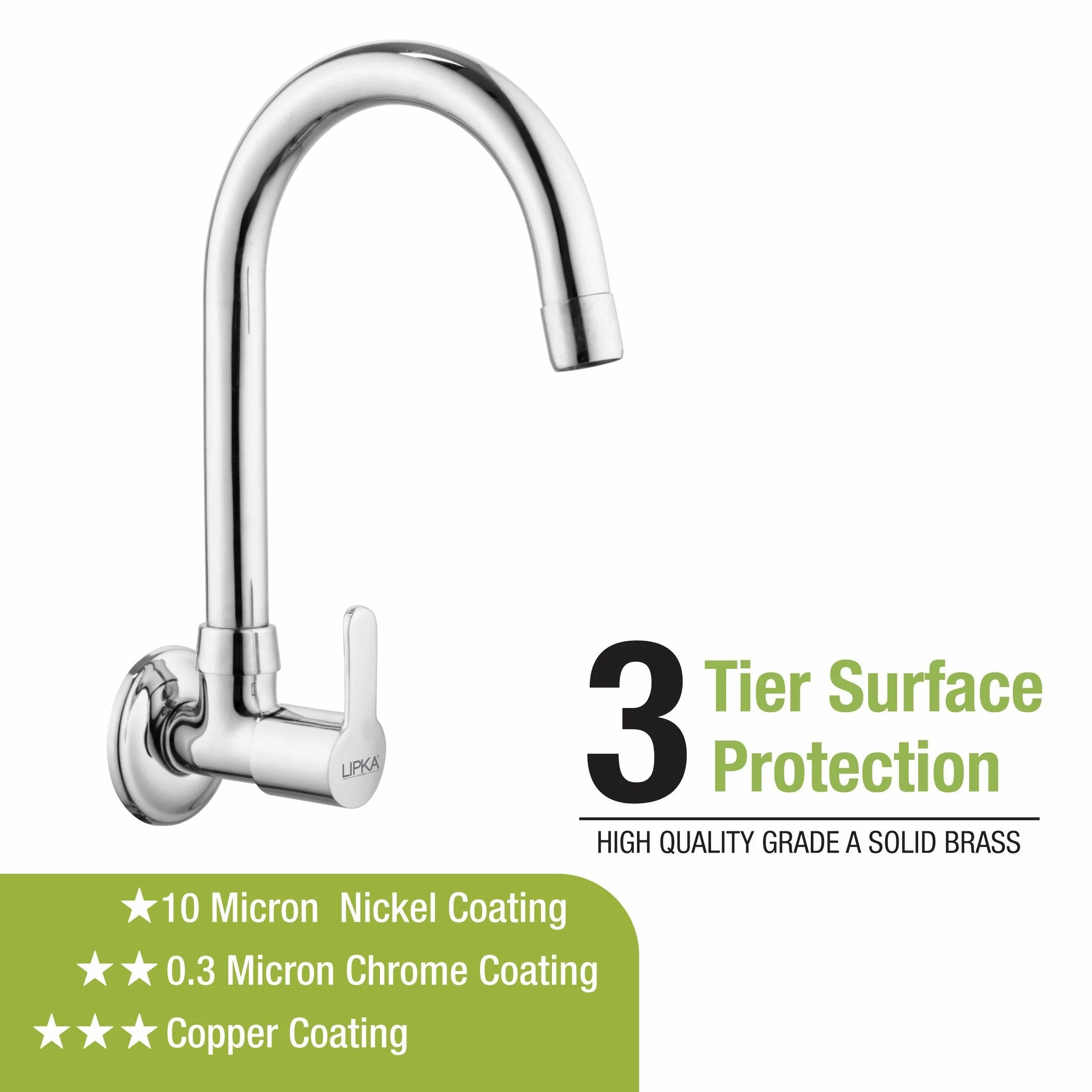 Frenk Sink Tap Brass Faucet with Round Swivel Spout (15 Inches) - LIPKA - Image 4
