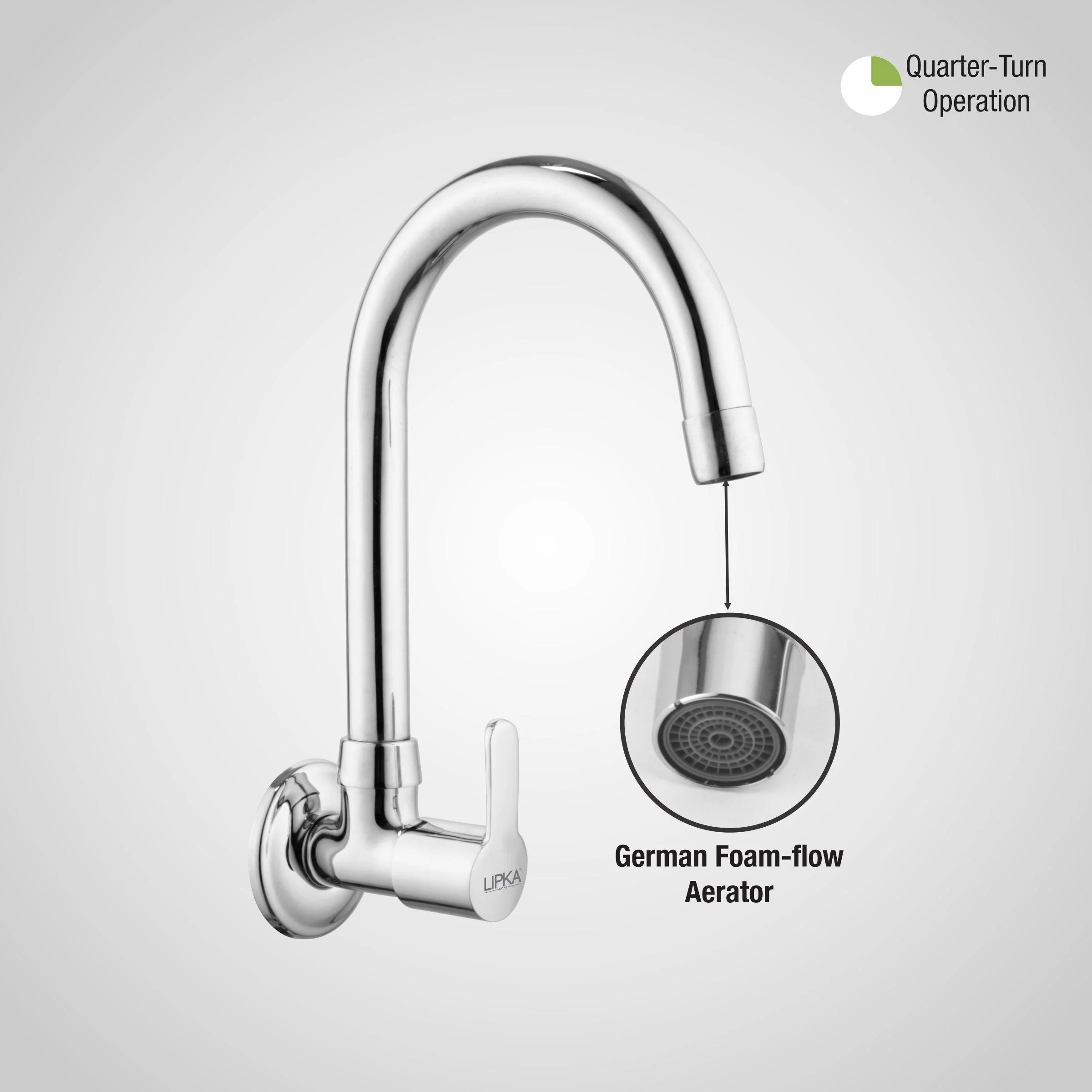 Frenk Sink Tap Brass Faucet with Round Swivel Spout (15 Inches) - LIPKA - Image 5