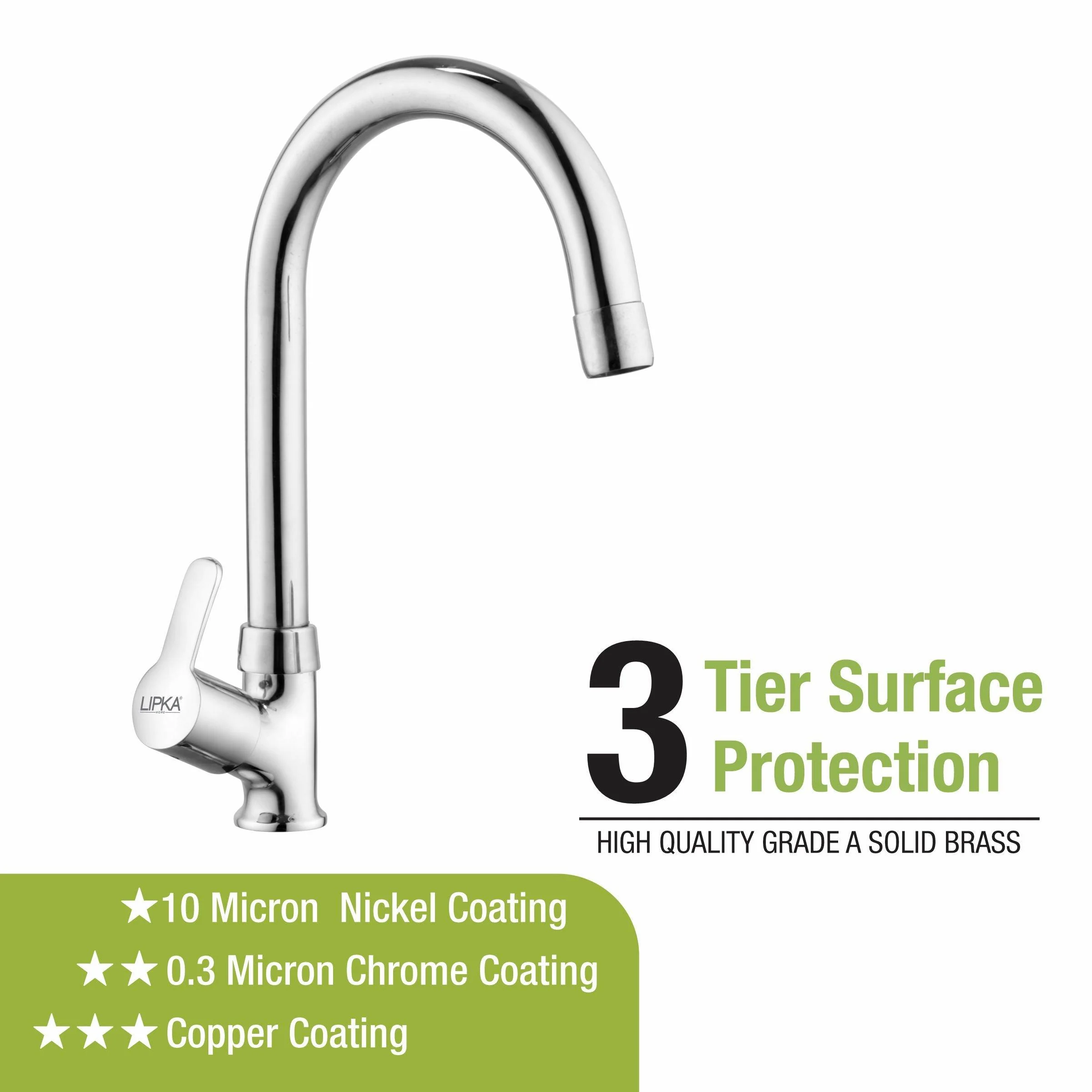 Frenk Swan Neck Brass Faucet with Round Swivel Spout (15 Inches) - LIPKA - Image 4