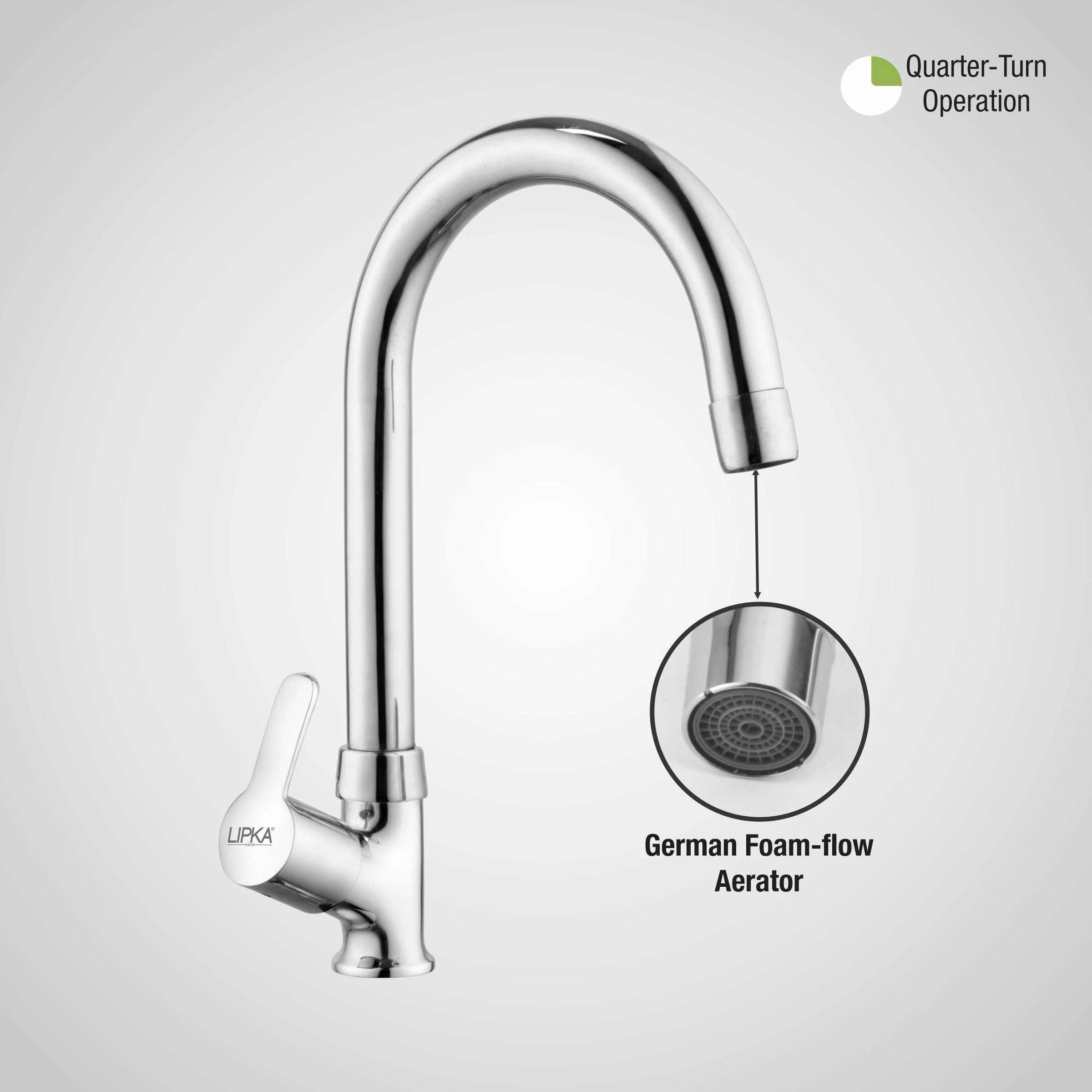 Frenk Swan Neck Brass Faucet with Round Swivel Spout (15 Inches) - LIPKA - Image 5