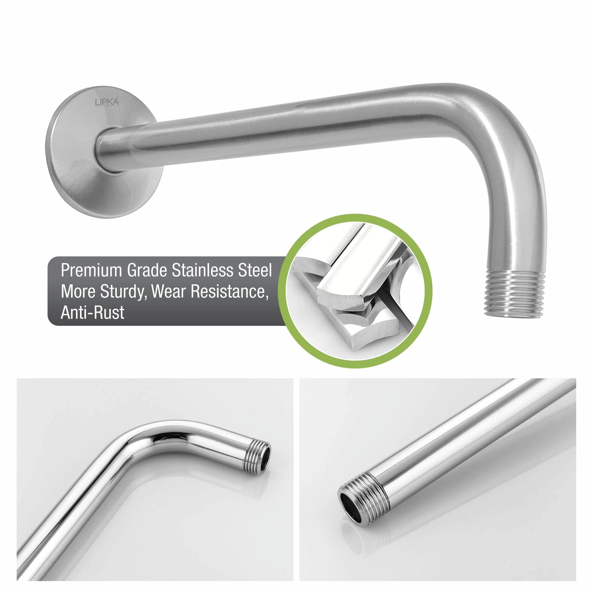 Full Bend Round Shower Arm (24 Inches) - LIPKA - Image 4