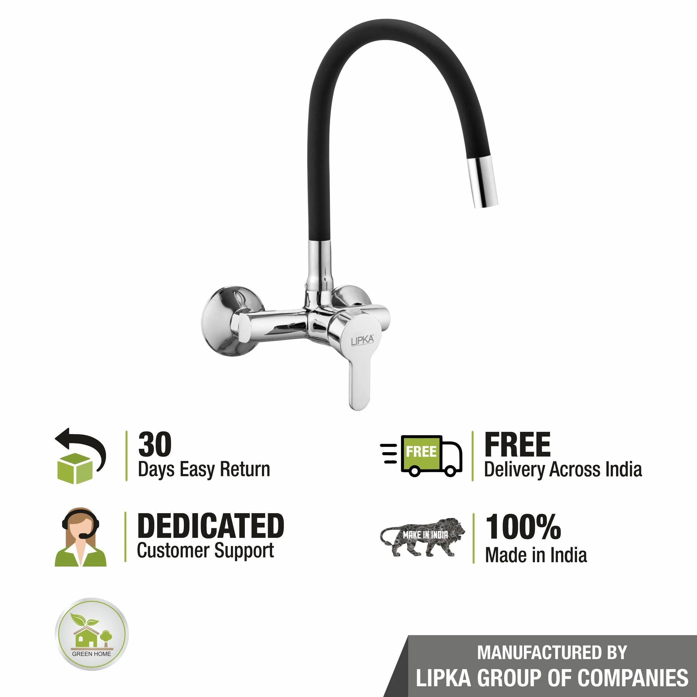 Fusion Single Lever Sink Mixer with Black Flexible Silicone Spout (20 Inches) - LIPKA - Image 5