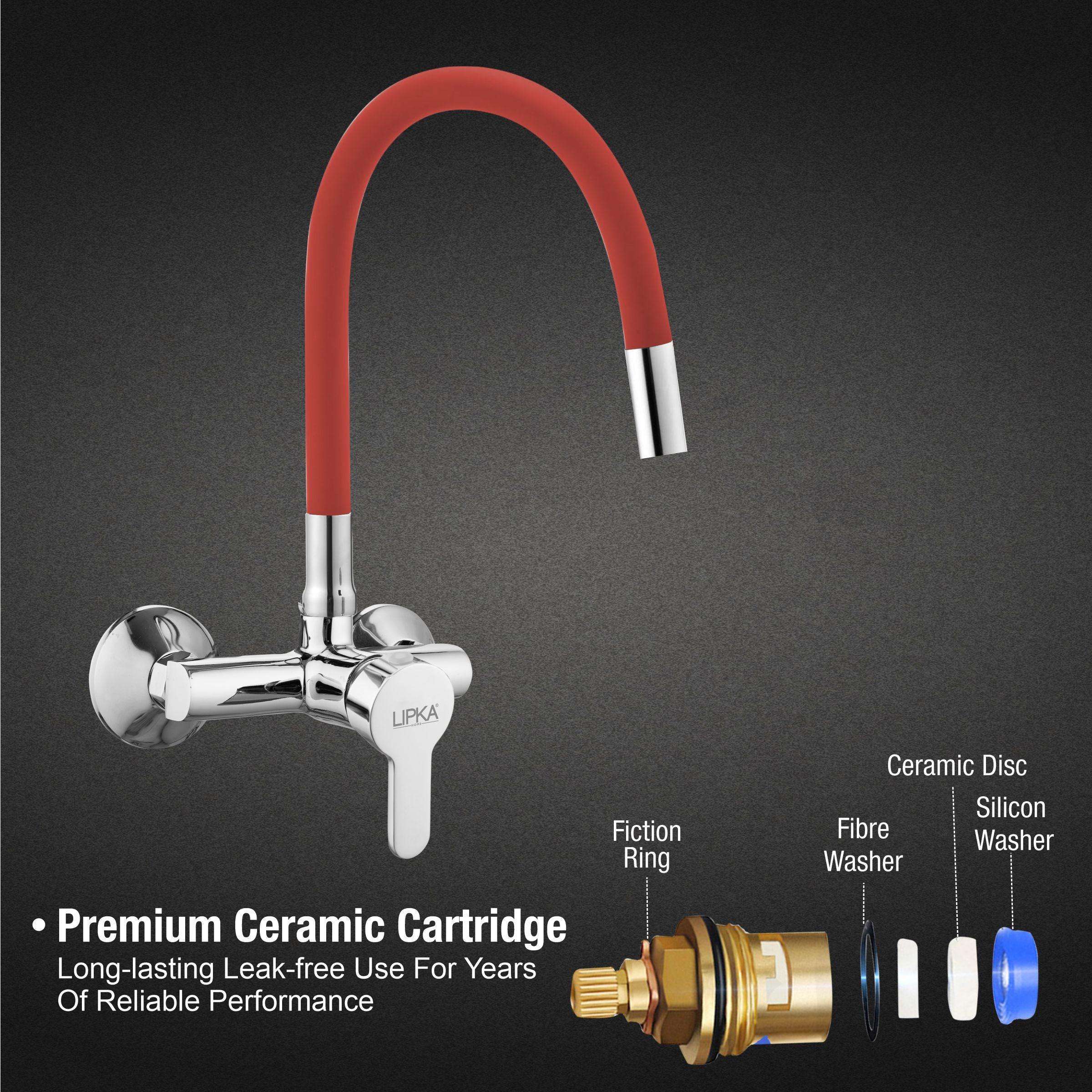 Fusion Single Lever Sink Mixer with Red Flexible Silicone Spout (20 Inches) - LIPKA - Image 3