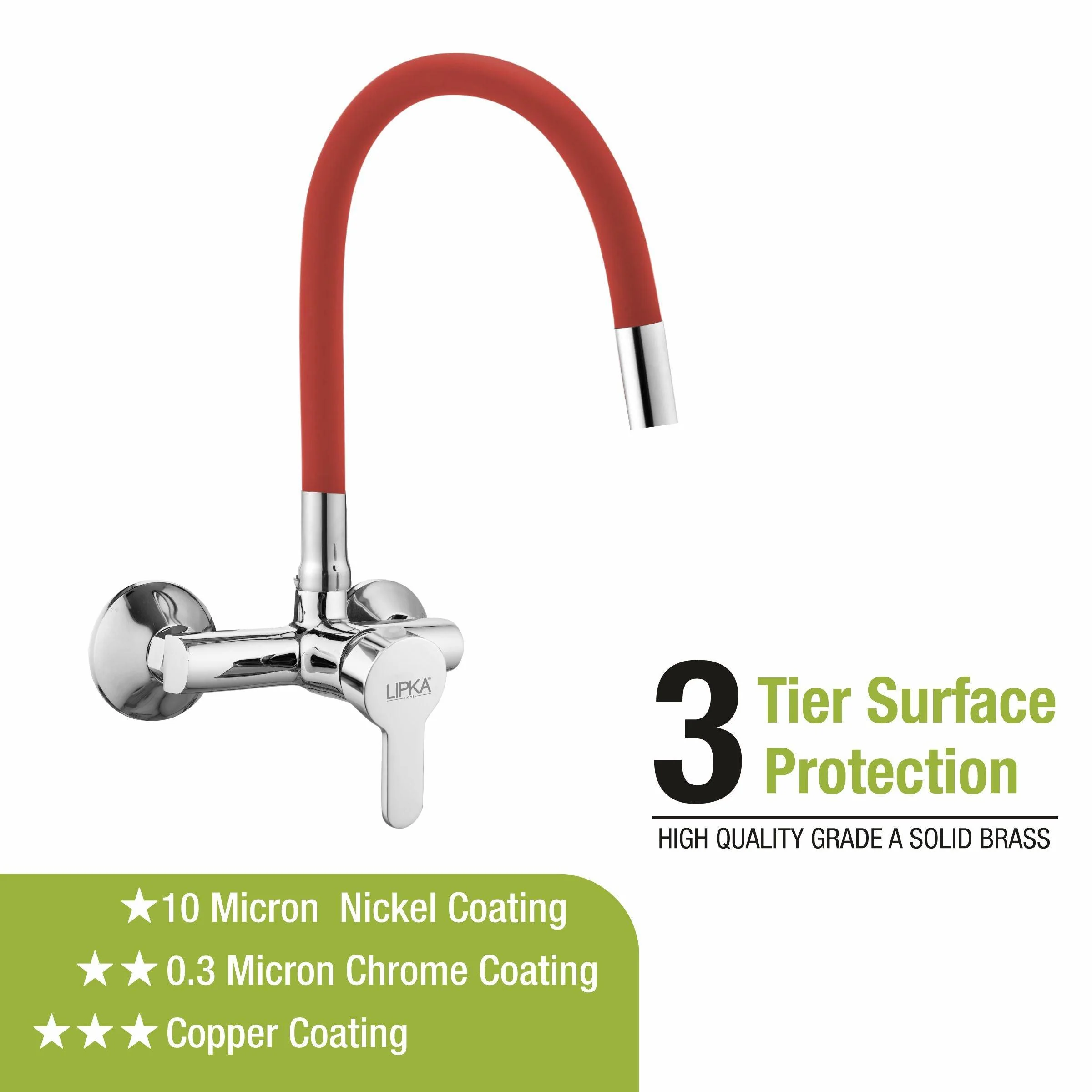 Fusion Single Lever Sink Mixer with Red Flexible Silicone Spout (20 Inches) - LIPKA - Image 4