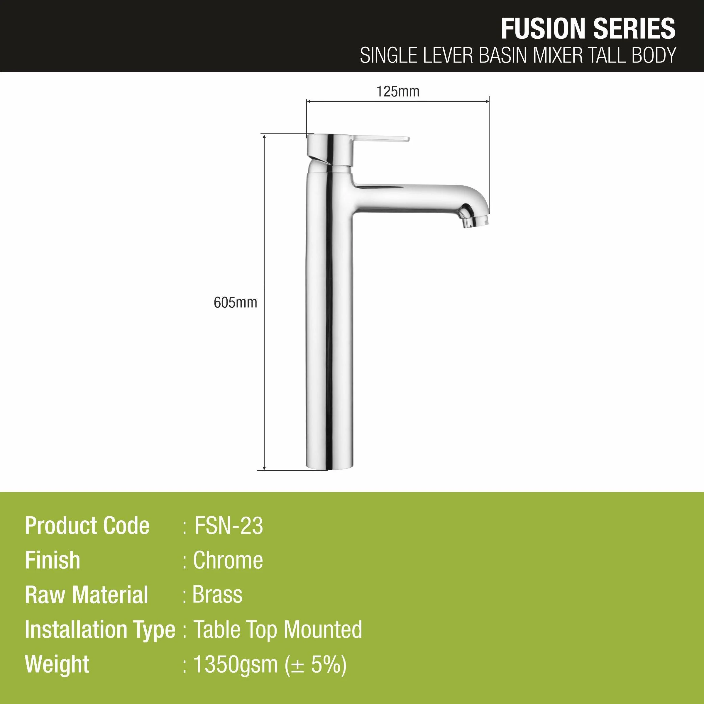 Fusion Single Lever Tall Body Basin Mixer Faucet - LIPKA - Image 2