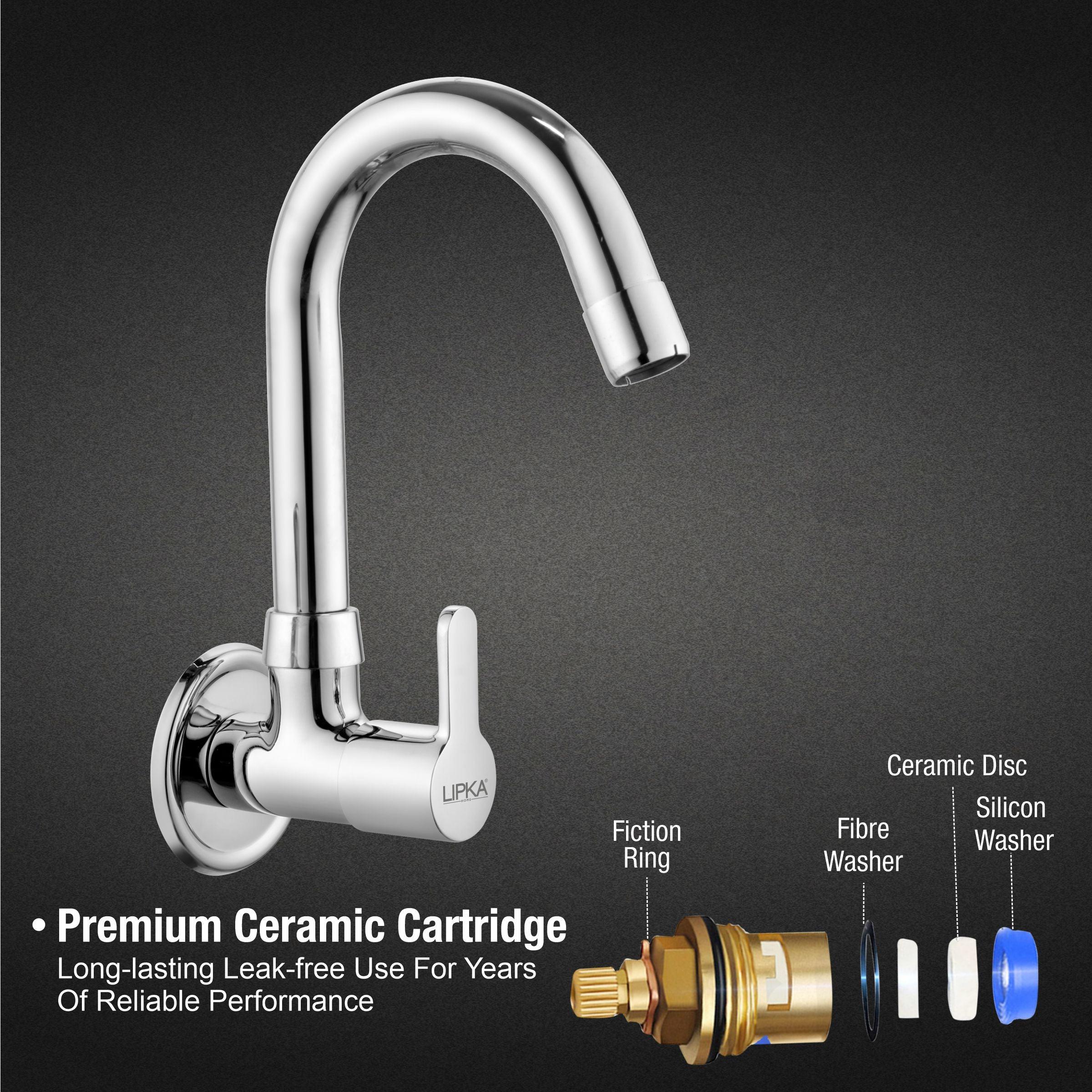 Fusion Sink Tap Brass Faucet with Round Swivel Spout (12 Inches) - LIPKA - Image 3