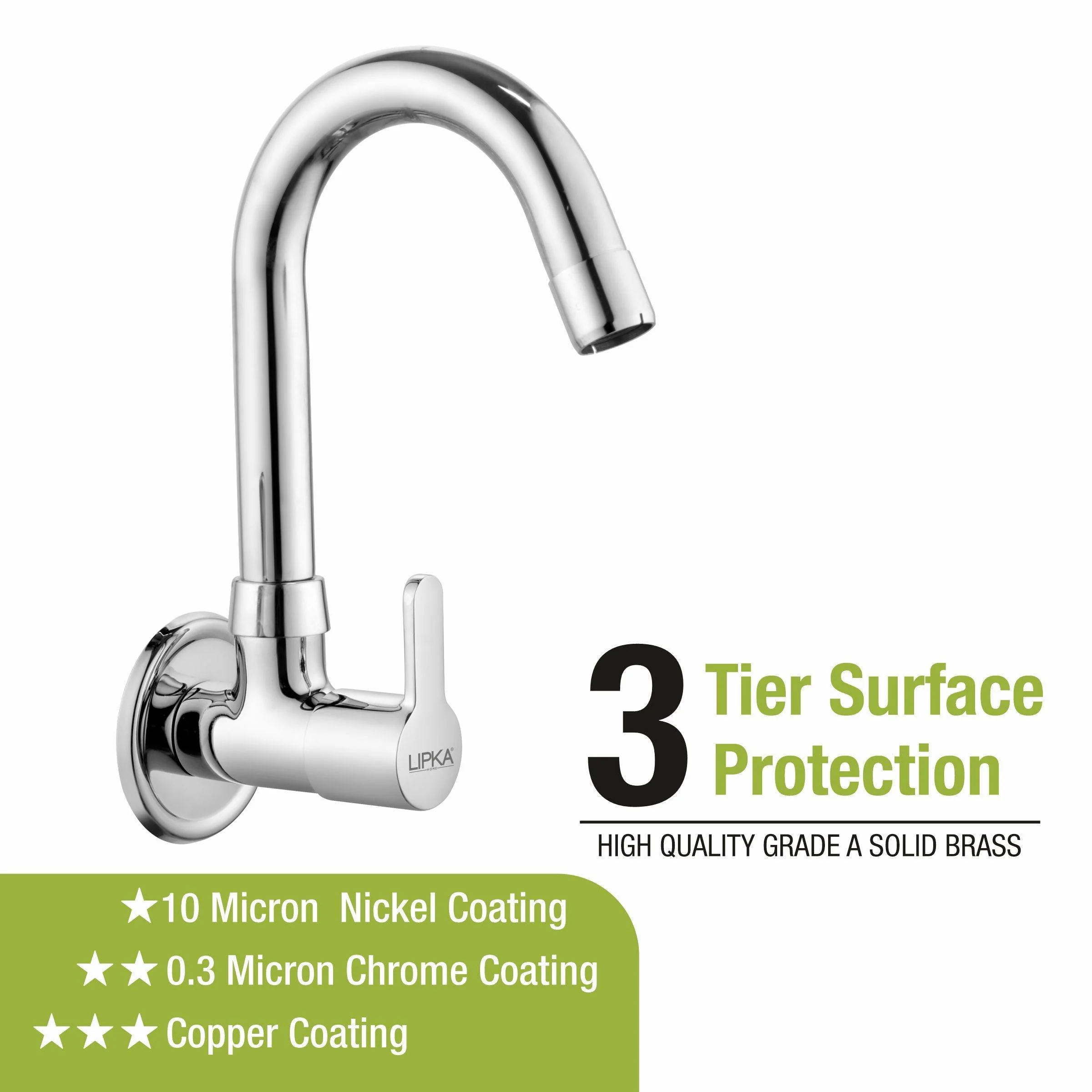 Fusion Sink Tap Brass Faucet with Round Swivel Spout (12 Inches) - LIPKA - Image 4