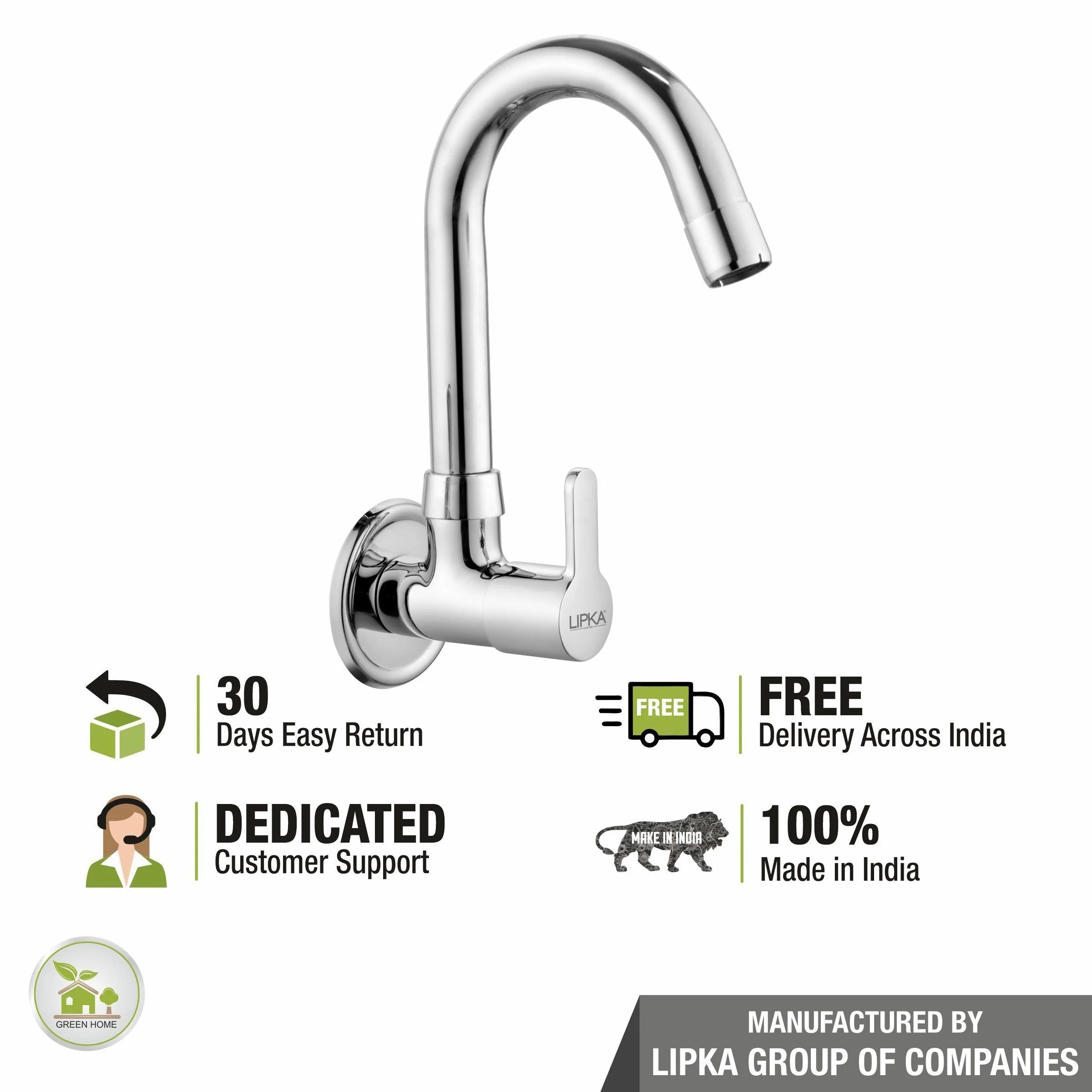 Fusion Sink Tap Brass Faucet with Round Swivel Spout (12 Inches) - LIPKA - Image 6