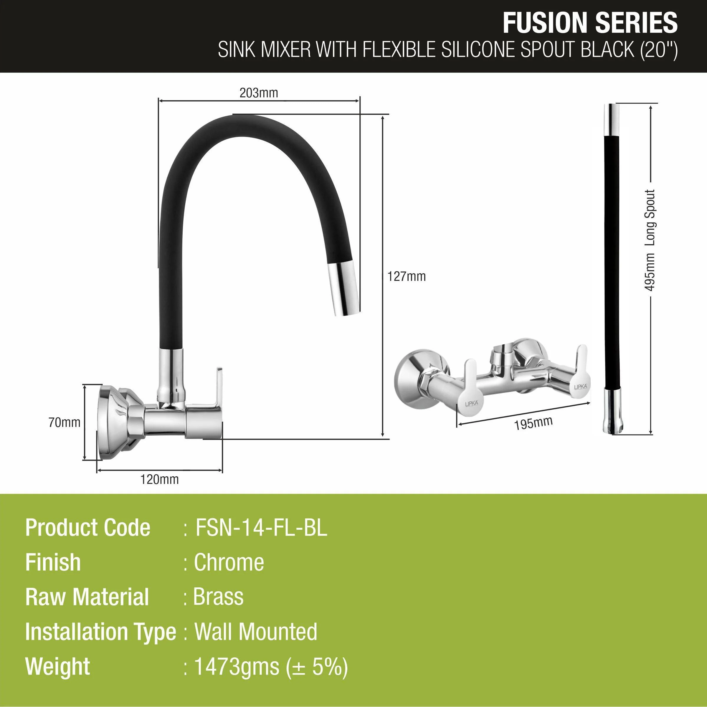 Fusion Sink Mixer Brass Faucet with Flexible Silicone Spout (Black) - LIPKA - Image 2