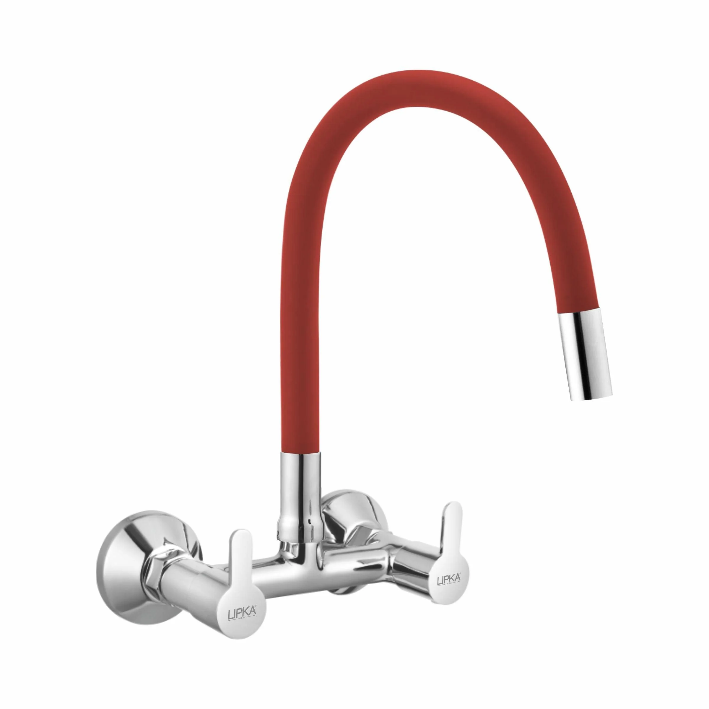 Fusion Sink Mixer Brass Faucet with Flexible Silicone Spout (Red) - LIPKA
