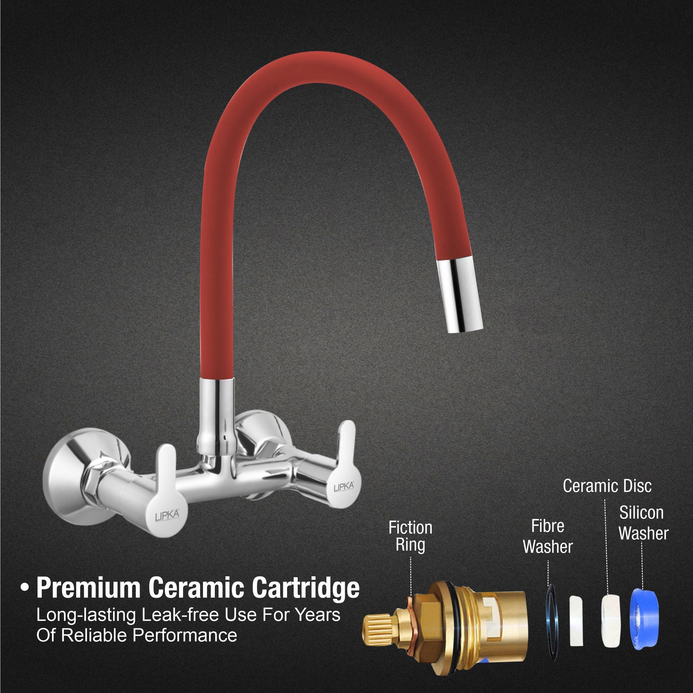 Fusion Sink Mixer Brass Faucet with Flexible Silicone Spout (Red) - LIPKA - Image 3