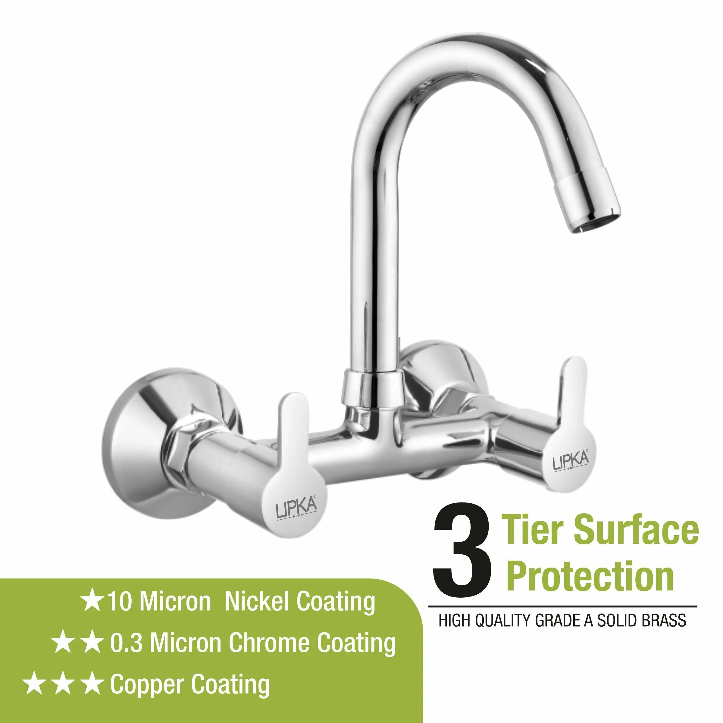 Fusion Sink Mixer Brass Faucet with Round Swivel Spout (12 Inches) - LIPKA - Image 4