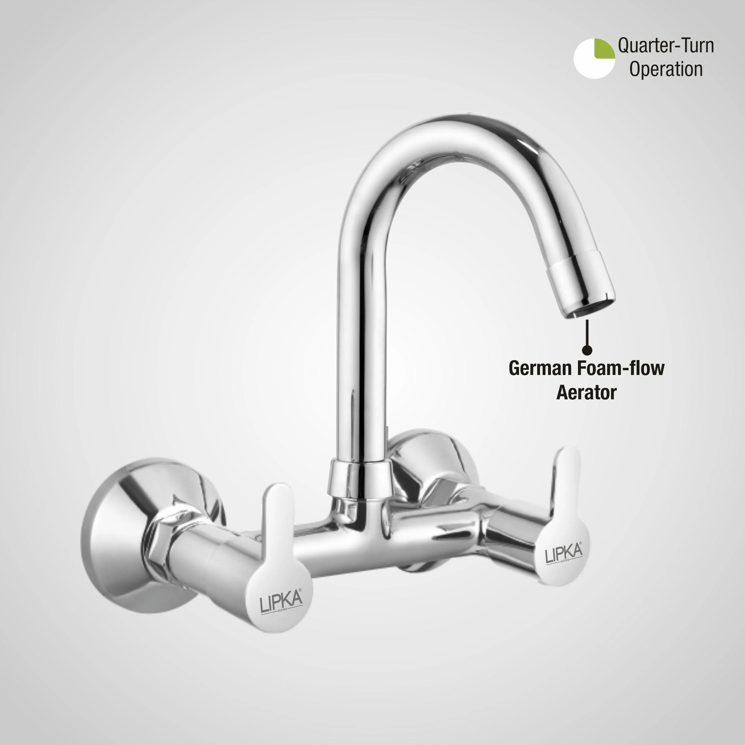 Fusion Sink Mixer Brass Faucet with Round Swivel Spout (12 Inches) - LIPKA - Image 5