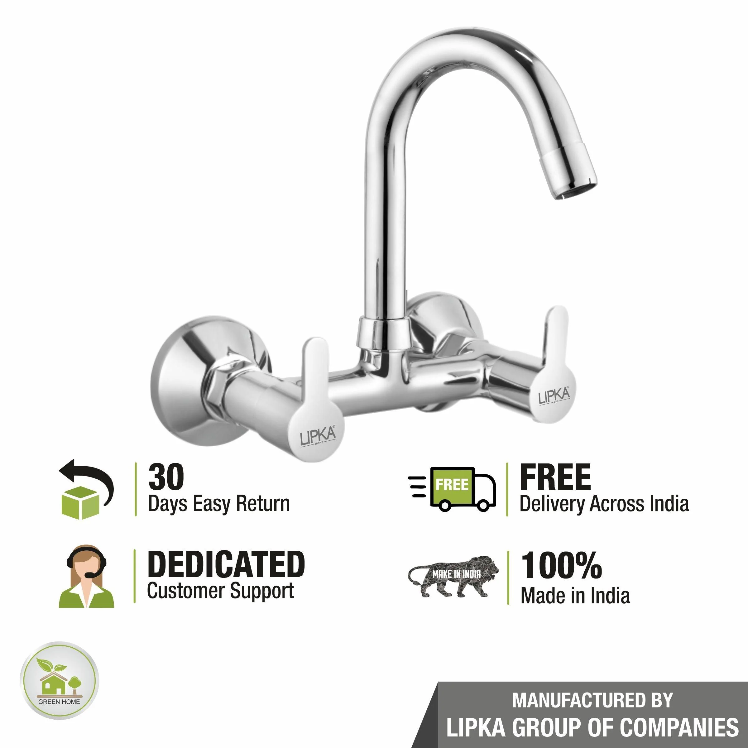 Fusion Sink Mixer Brass Faucet with Round Swivel Spout (12 Inches) - LIPKA - Image 6