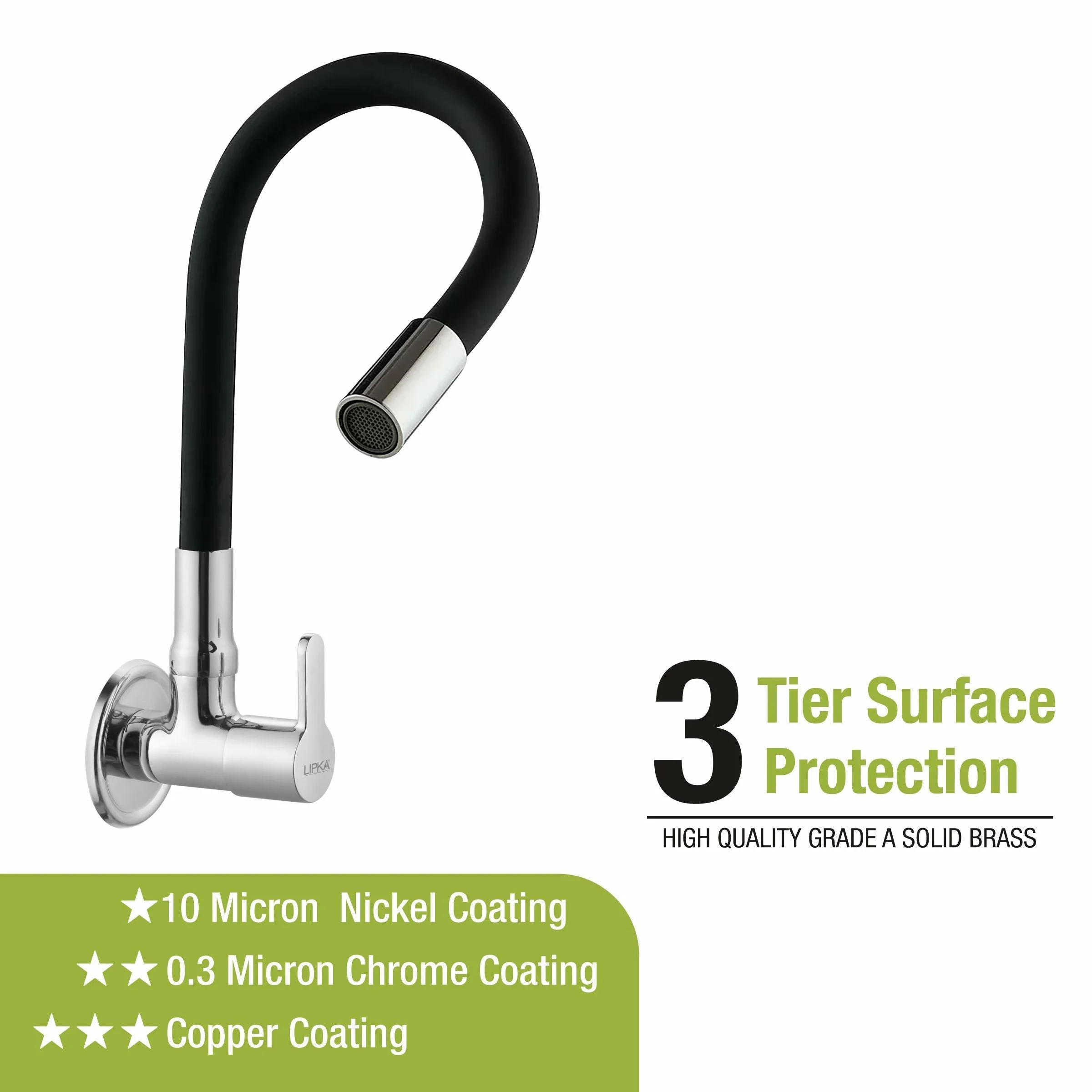 Fusion Sink Tap Brass Faucet with Flexible Silicone Spout (Black) - LIPKA - Image 4