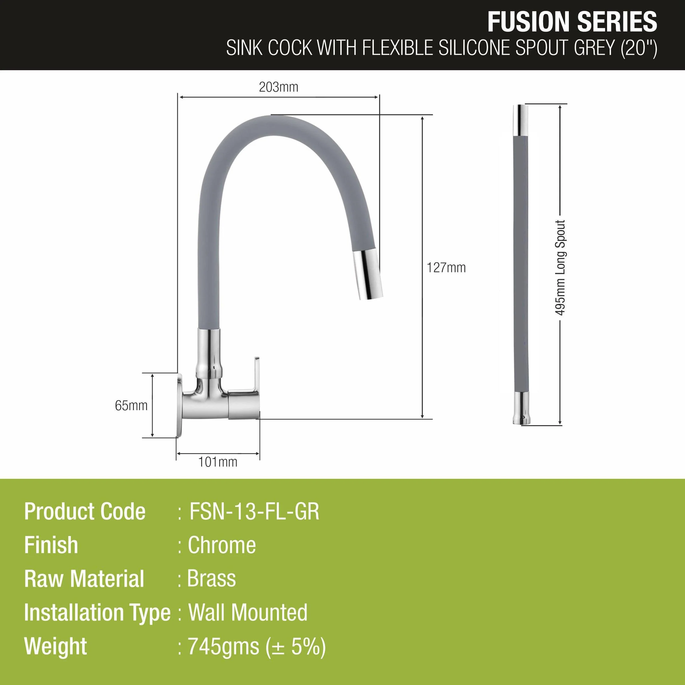Fusion Sink Tap Brass Faucet with Flexible Silicone Spout (Grey) - LIPKA - Image 2