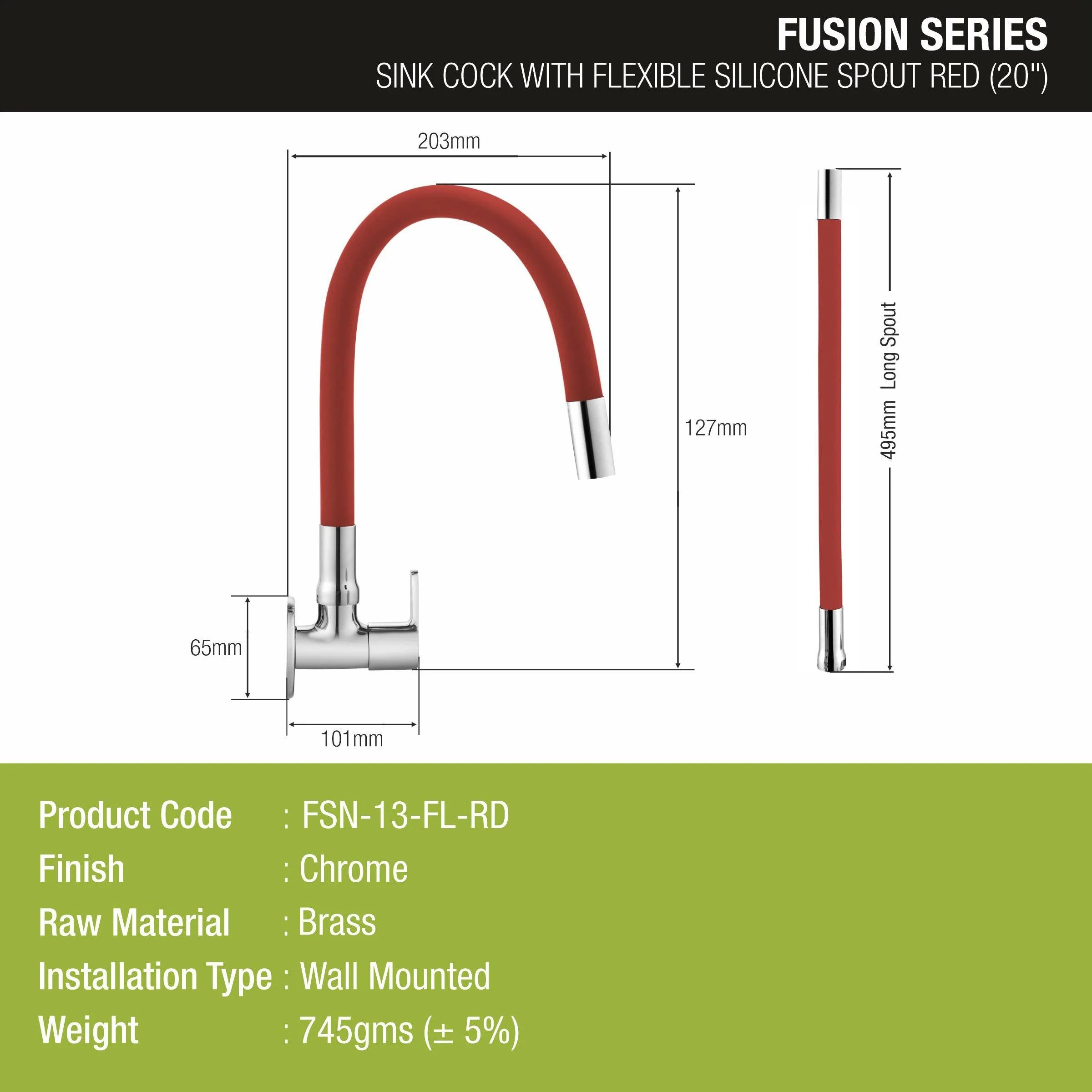 Fusion Sink Tap Brass Faucet with Flexible Silicone Spout (Red) - LIPKA - Image 2