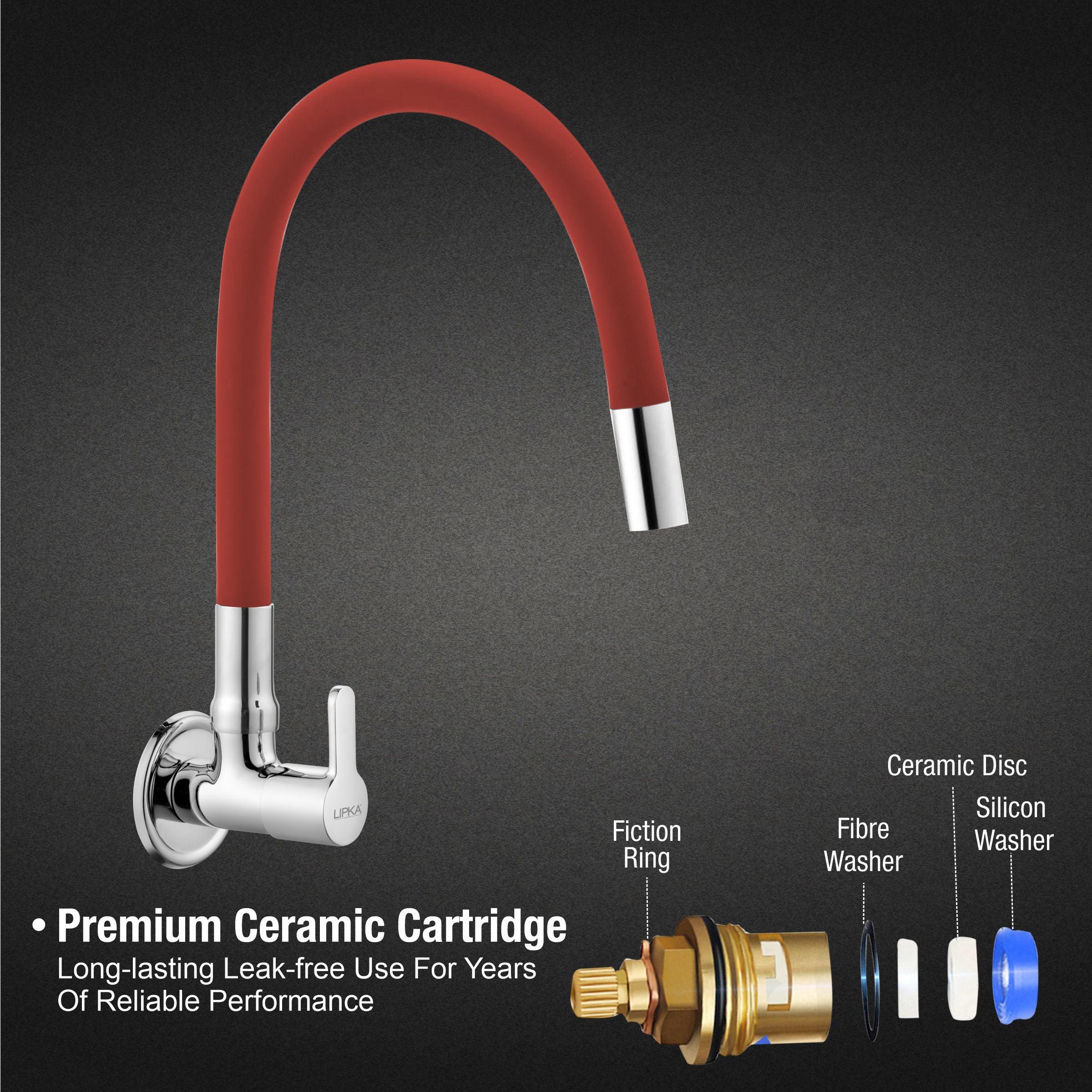 Fusion Sink Tap Brass Faucet with Flexible Silicone Spout (Red) - LIPKA - Image 3