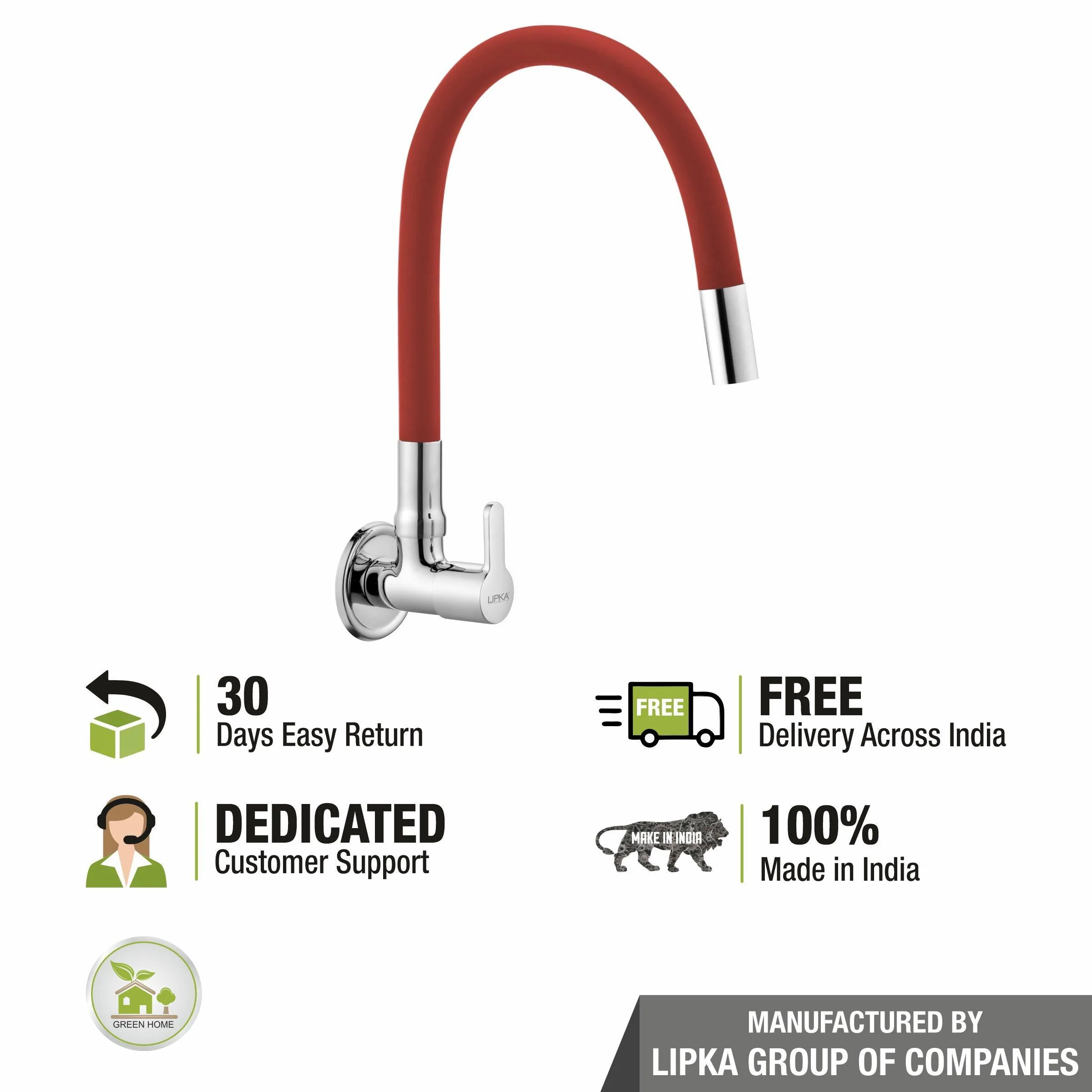Fusion Sink Tap Brass Faucet with Flexible Silicone Spout (Red) - LIPKA - Image 5
