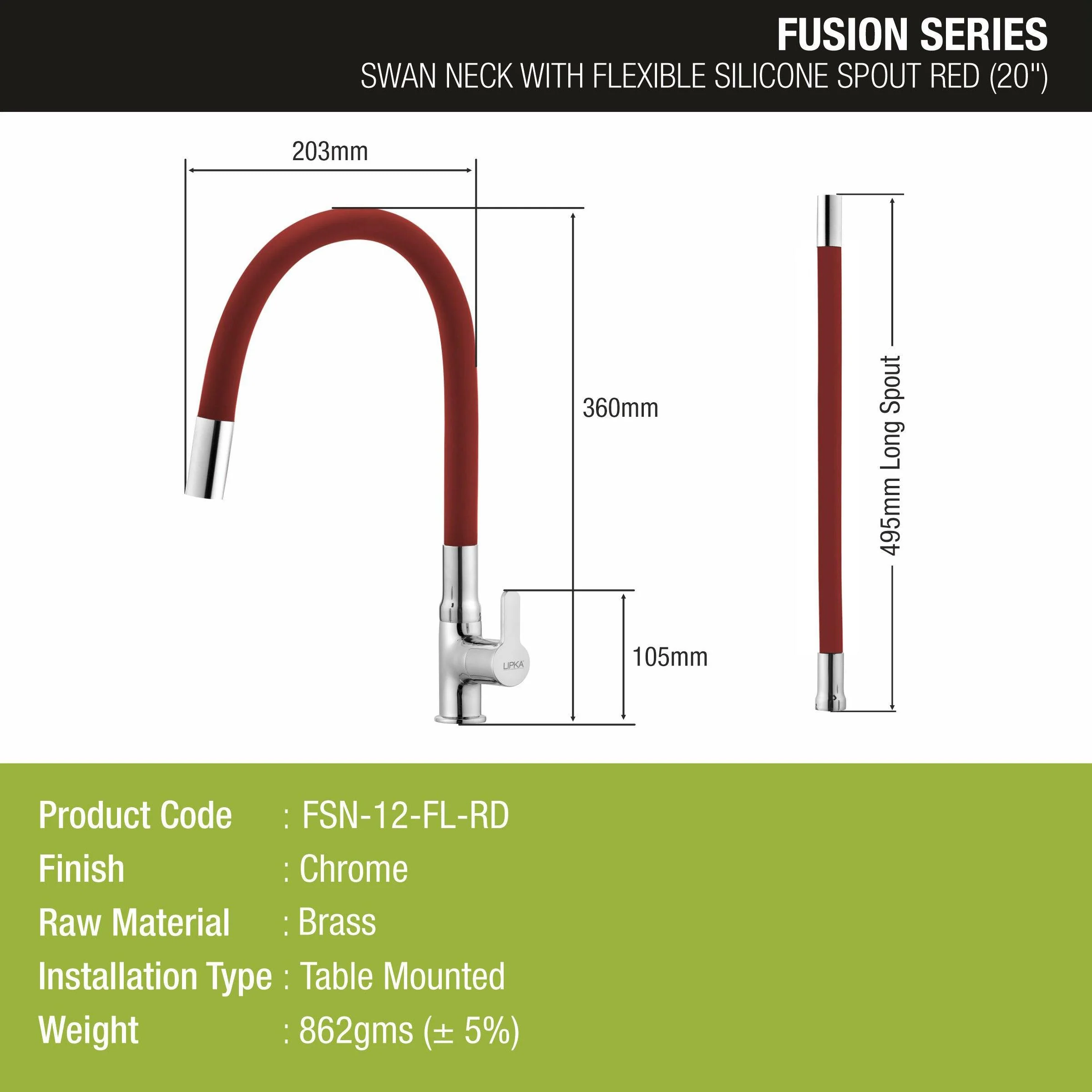 Fusion Swan Neck Brass Faucet with Flexible Silicone Spout (Red) - LIPKA - Image 3
