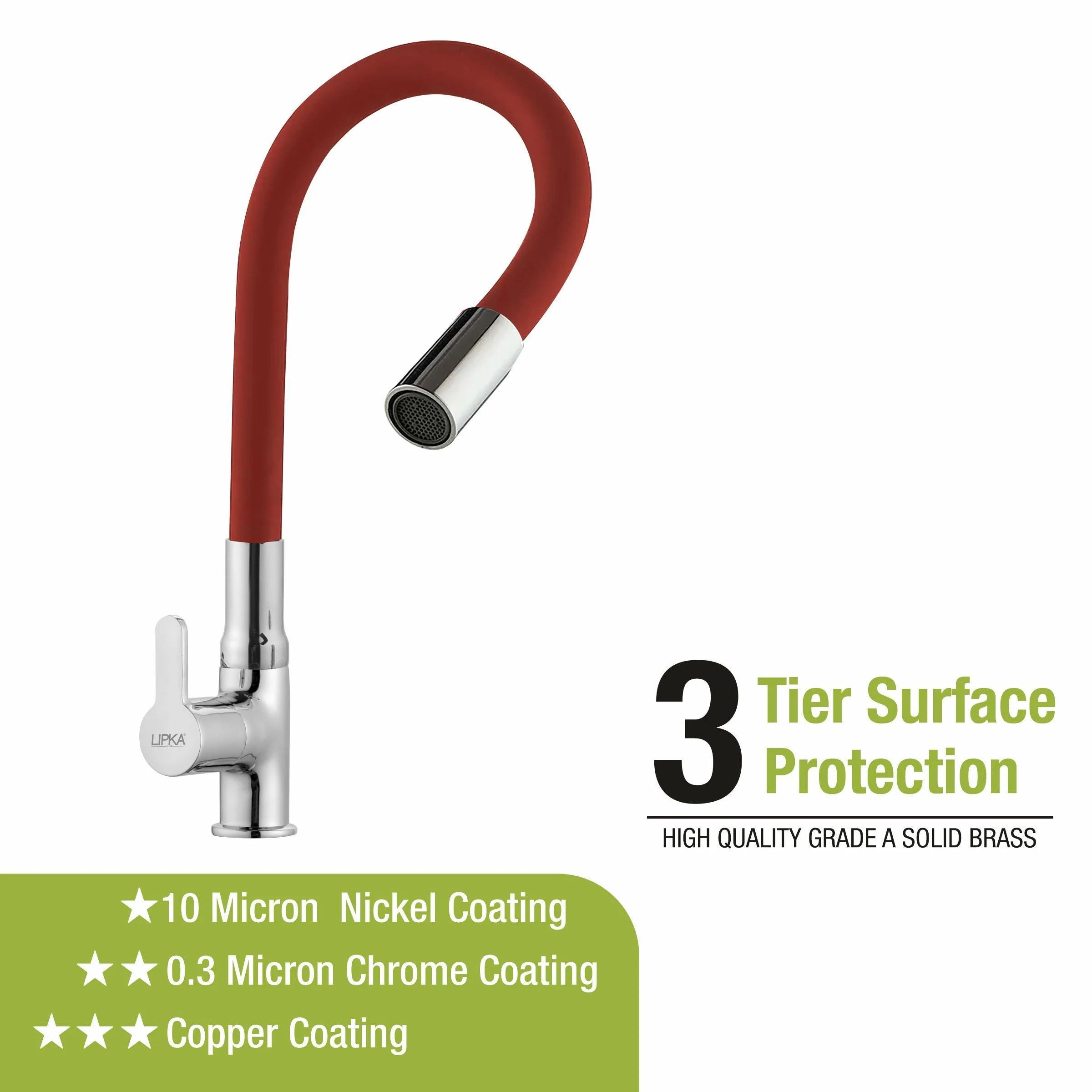Fusion Swan Neck Brass Faucet with Flexible Silicone Spout (Red) - LIPKA - Image 5