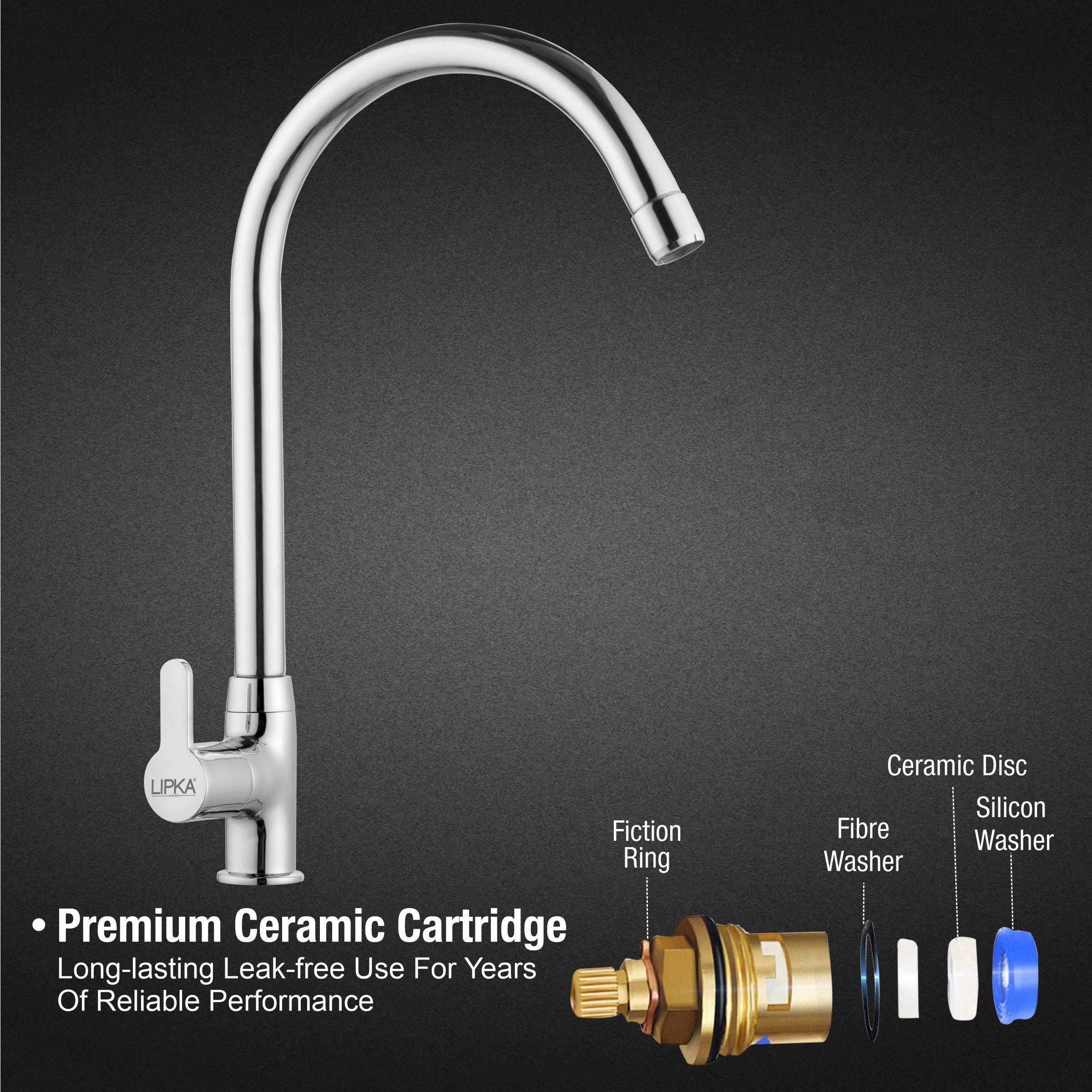 Fusion Swan Neck Brass Faucet with Round Swivel Spout (20 Inches) - LIPKA - Image 3