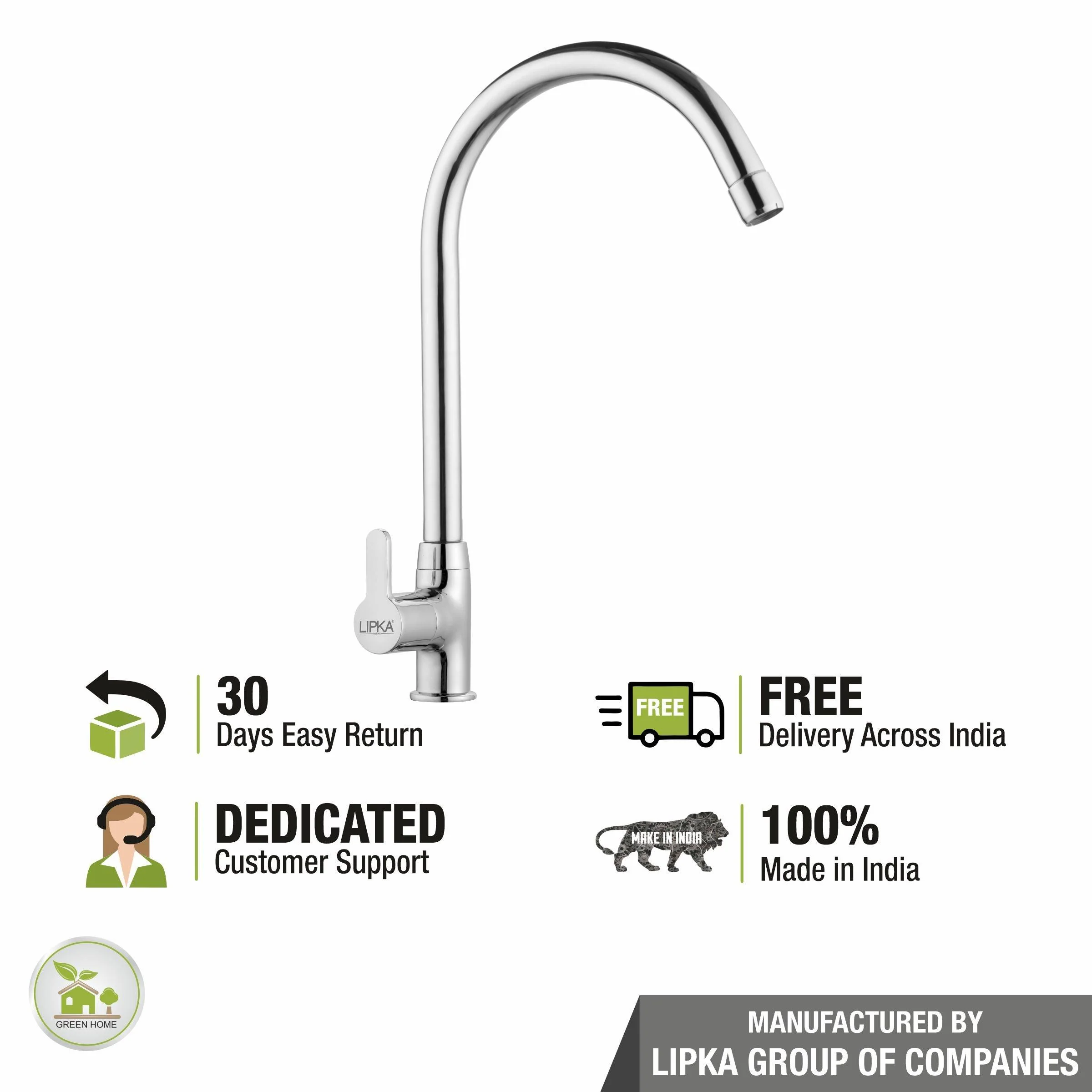 Fusion Swan Neck Brass Faucet with Round Swivel Spout (20 Inches) - LIPKA - Image 6