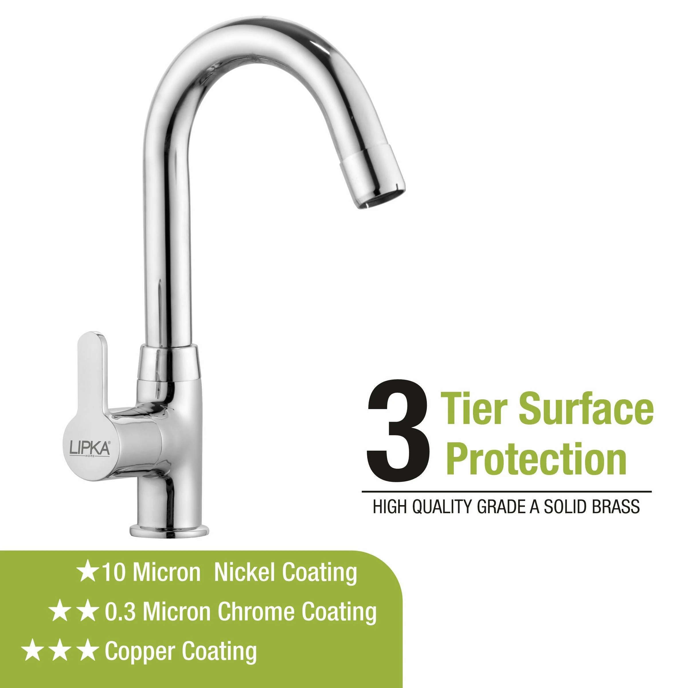 Fusion Swan Neck Brass Faucet with Round Swivel Spout (12 Inches) - LIPKA - Image 4