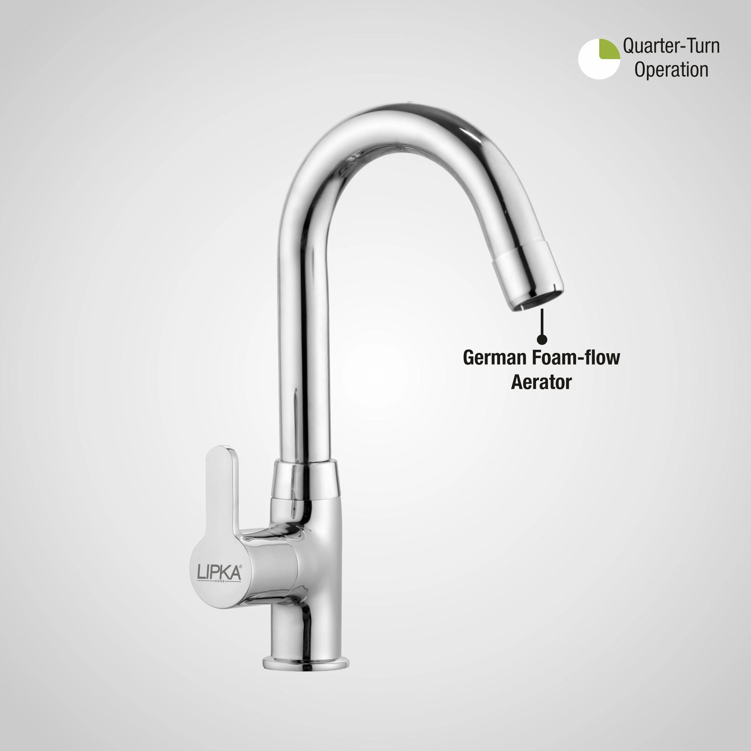 Fusion Swan Neck Brass Faucet with Round Swivel Spout (12 Inches) - LIPKA - Image 5