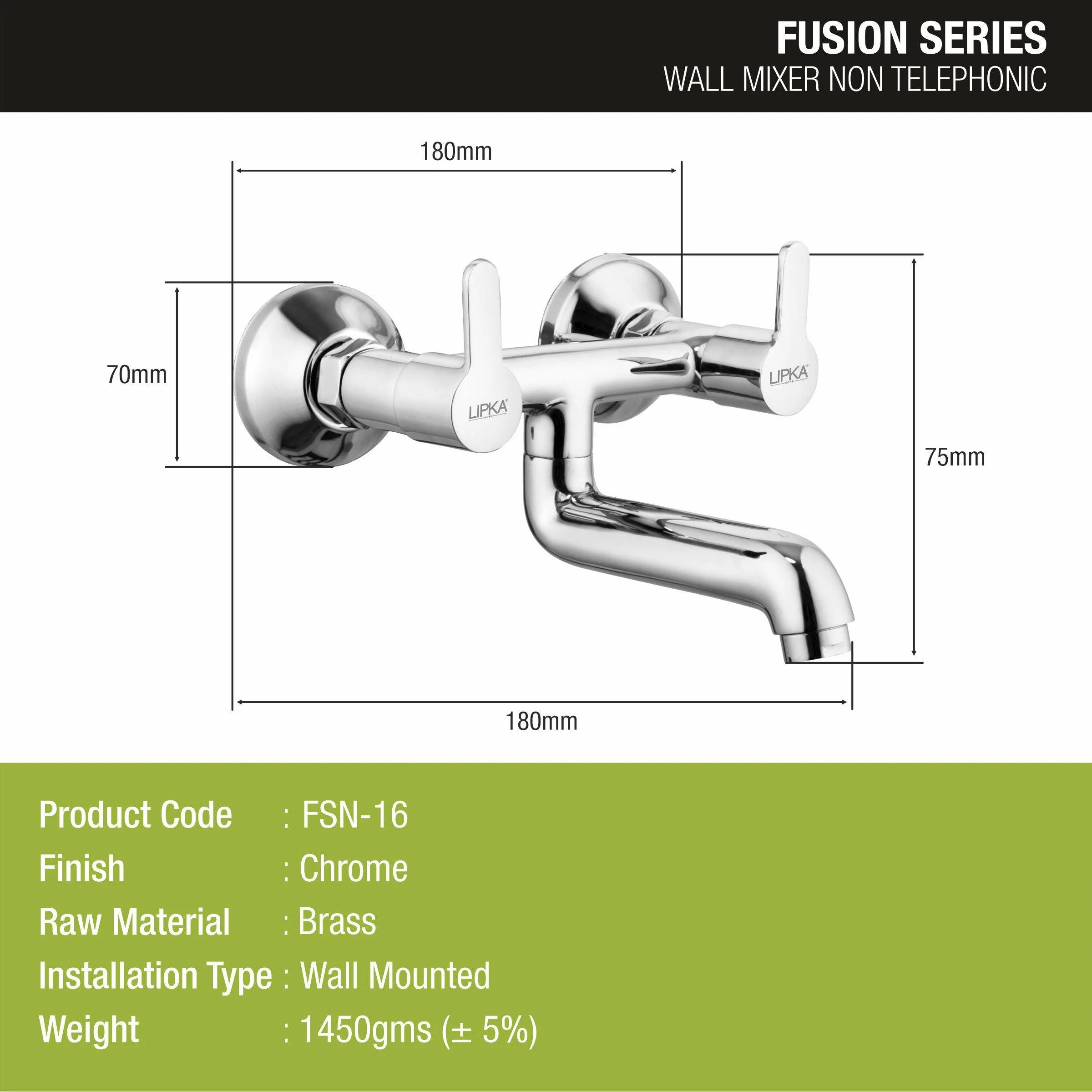 Fusion  Wall Mixer Brass Faucet - LIPKA - Image 2
