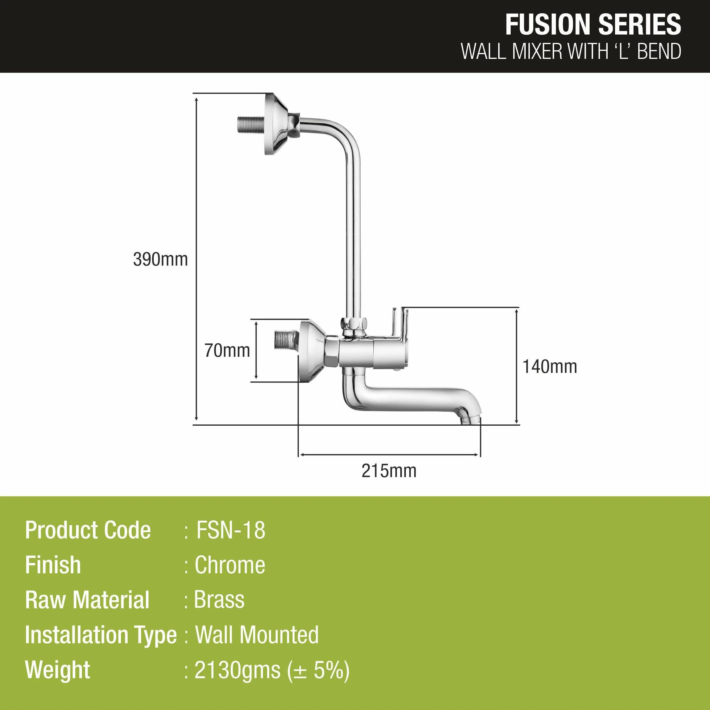 Fusion Wall Mixer Brass Faucet with L Bend - LIPKA - Image 2