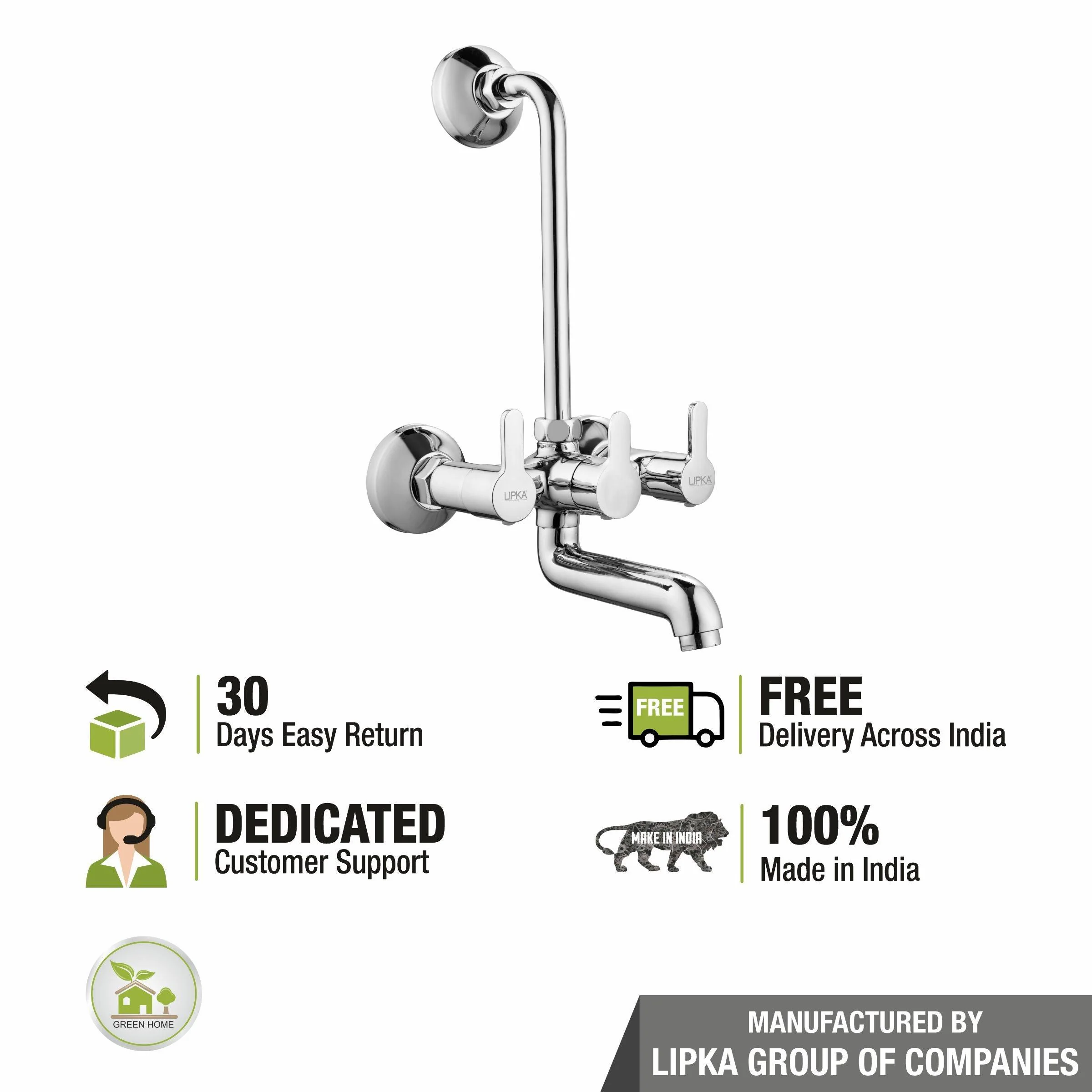 Fusion Wall Mixer Brass Faucet with L Bend - LIPKA - Image 6