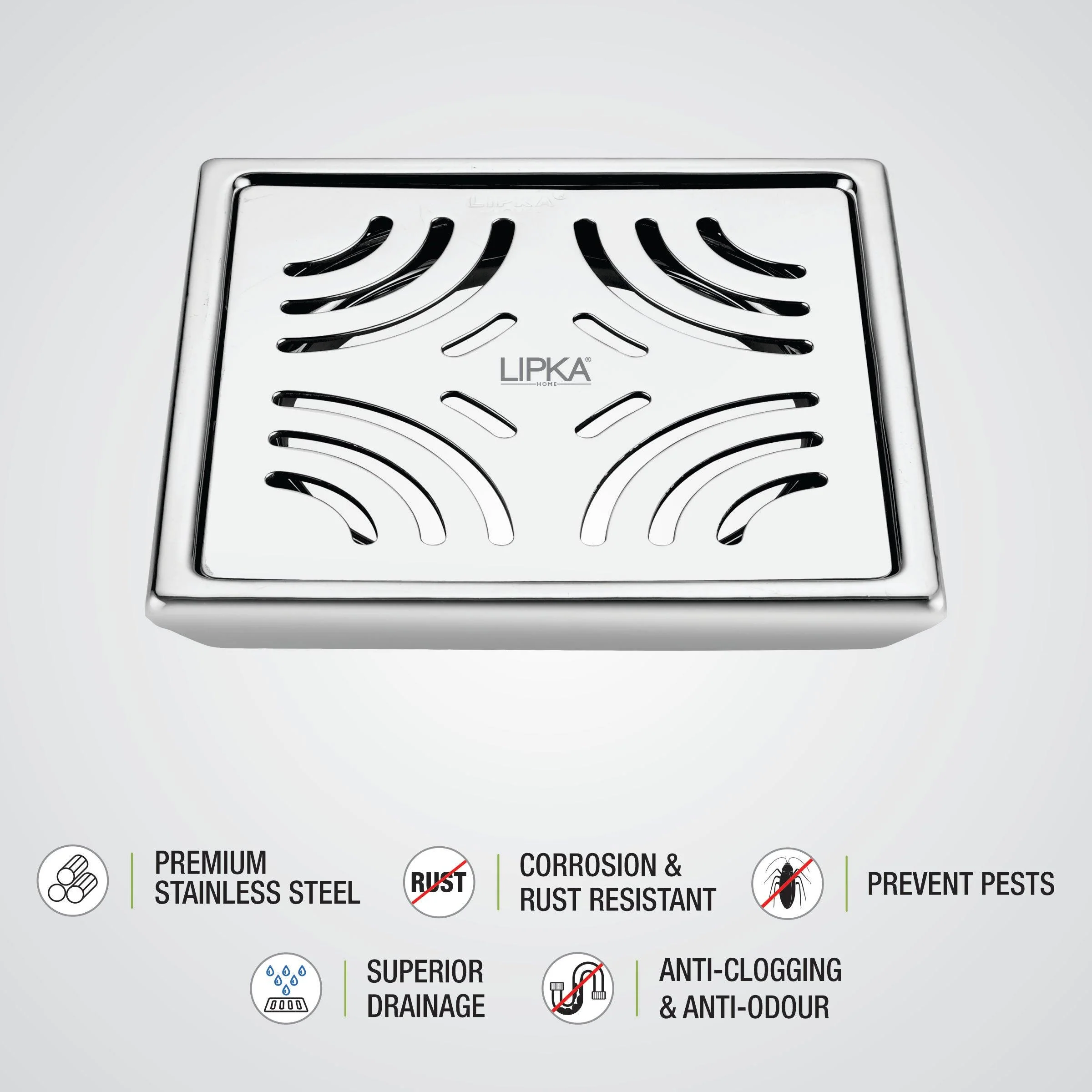 Gamma Deluxe Square Floor Drain (6 x 6 Inches) - LIPKA - Image 3