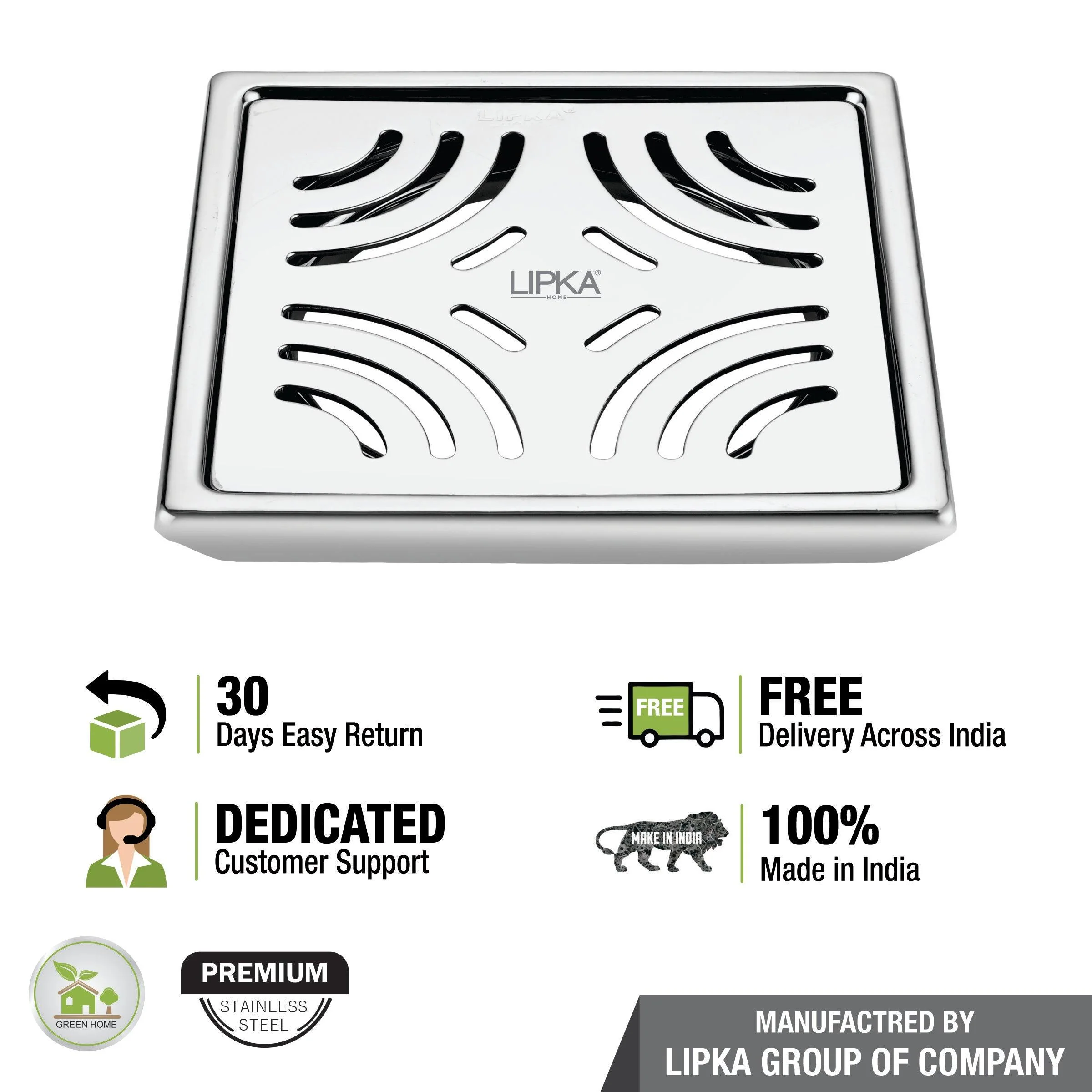 Gamma Deluxe Square Floor Drain (6 x 6 Inches) - LIPKA - Image 4