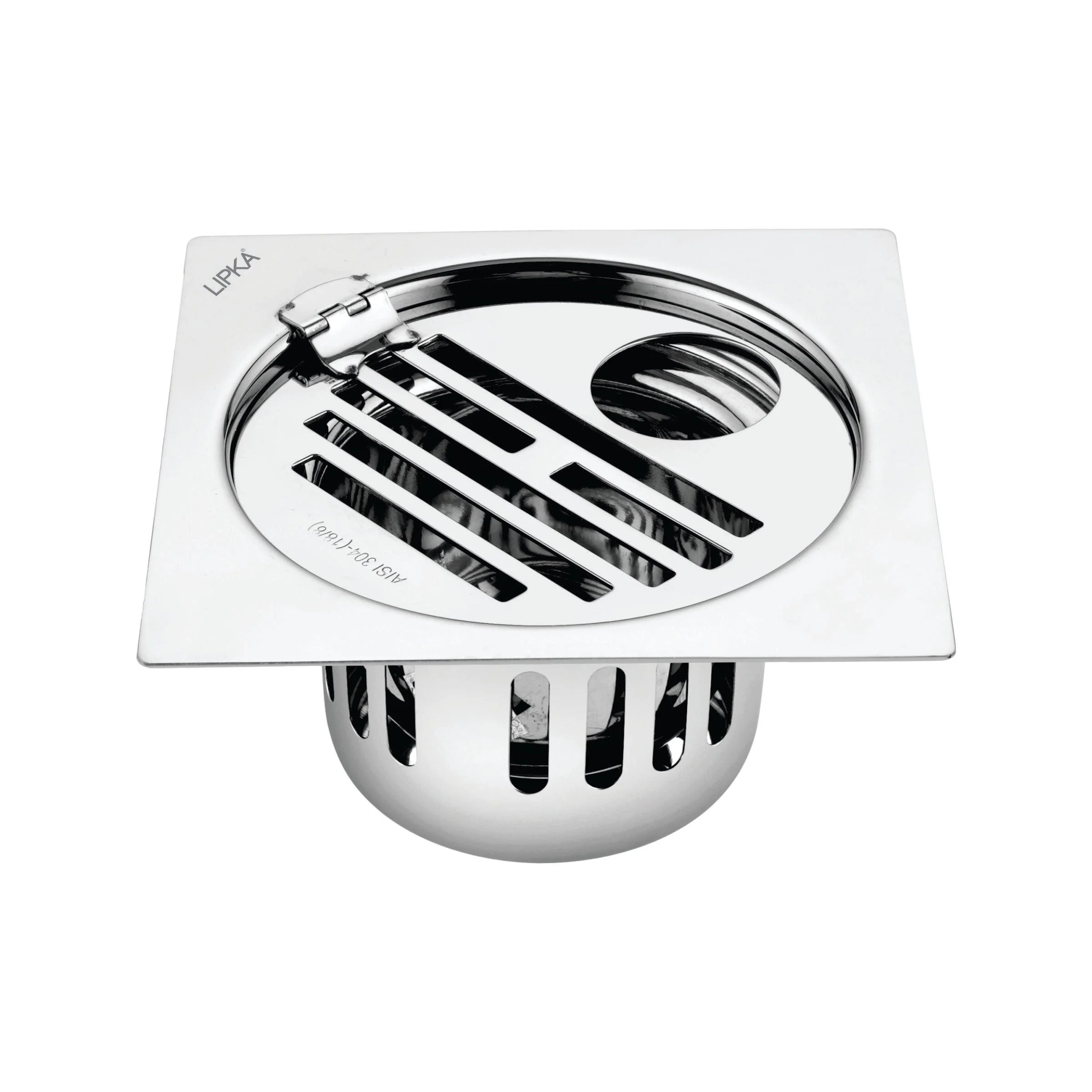 Golden Classic Jali Square Flat Cut Floor Drain (5 x 5 Inches) with Hinge, Hole and Cockroach Trap - LIPKA