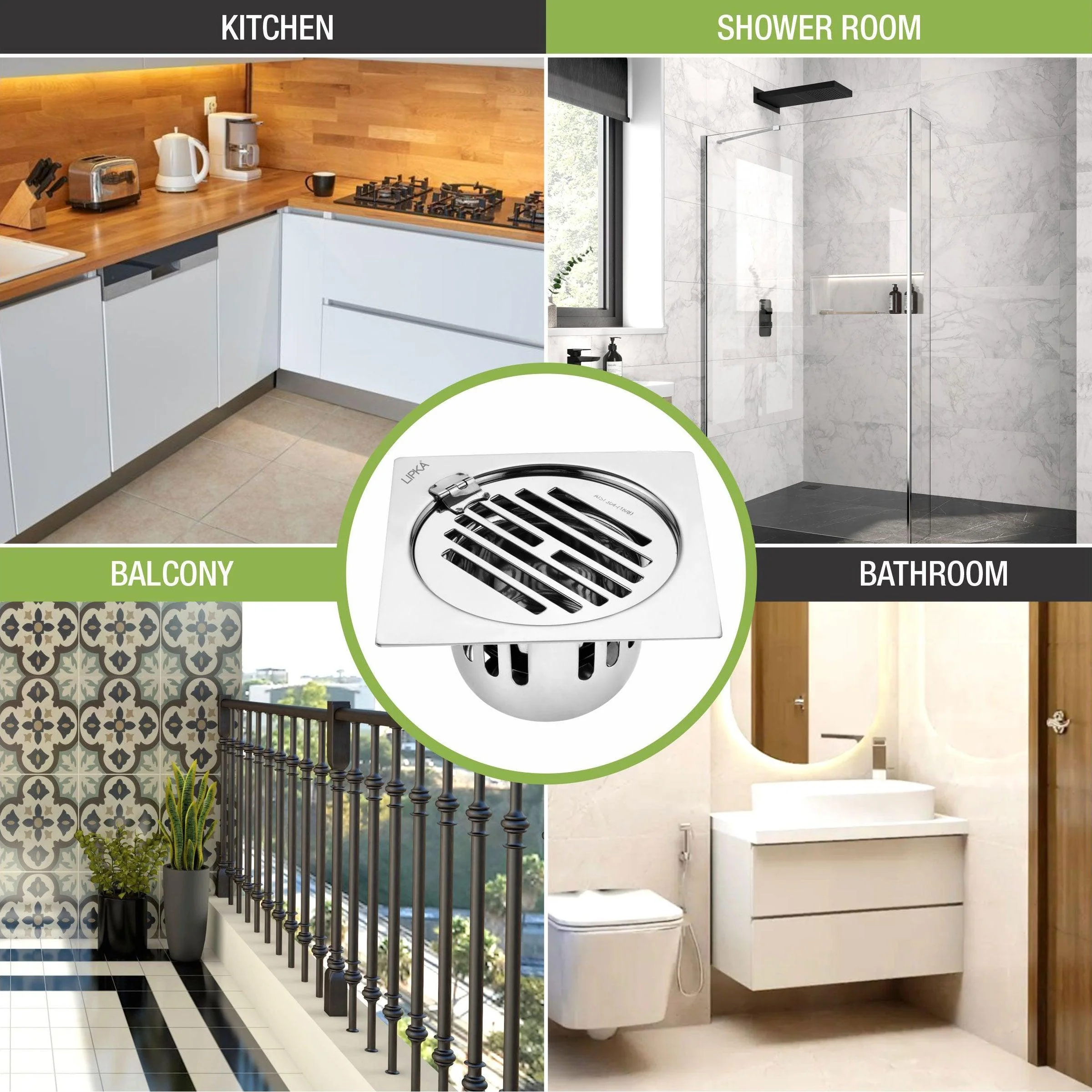 Golden Classic Jali Square Flat Cut Floor Drain (6 x 6 Inches) with Hinge and Cockroach Trap - LIPKA - Image 6