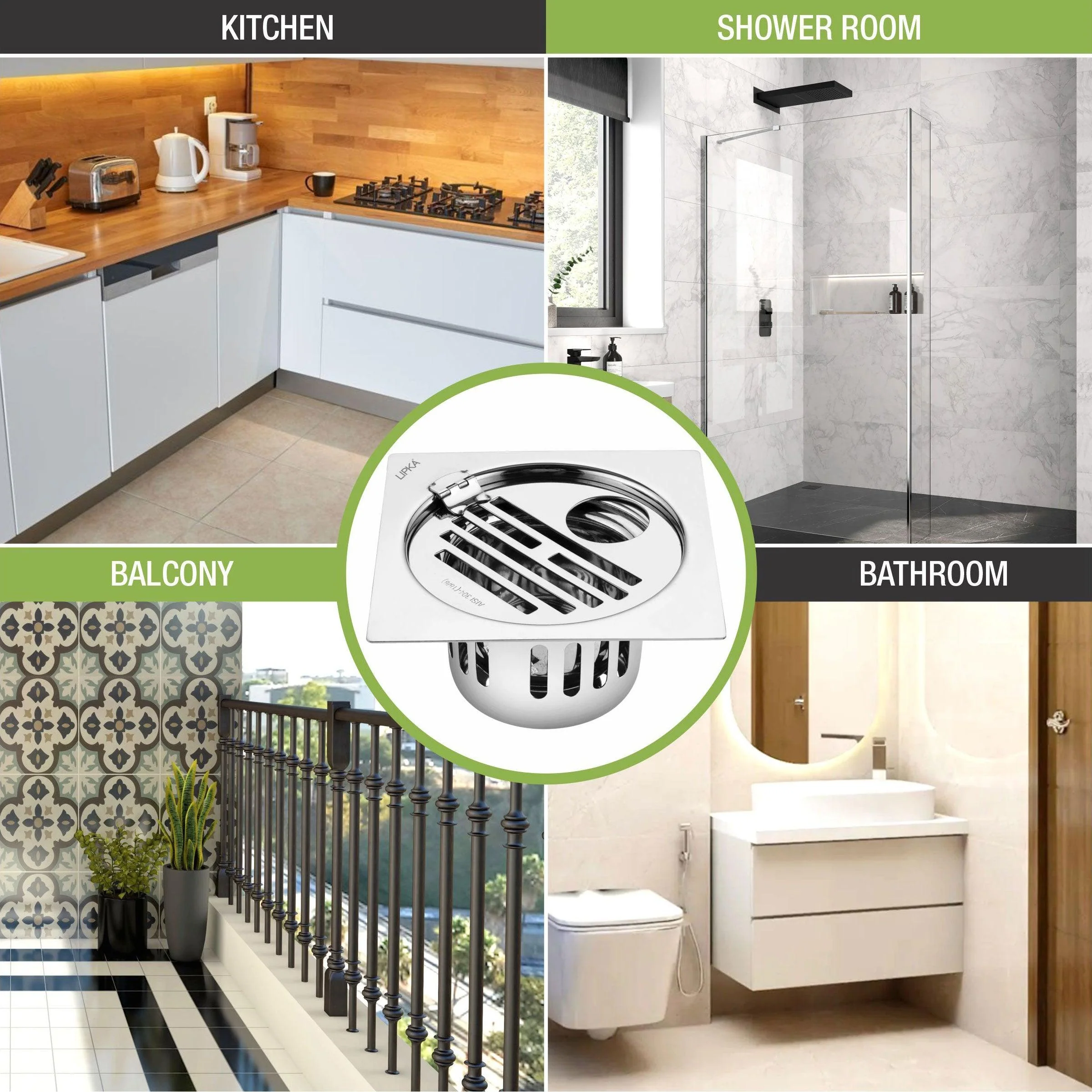 Golden Classic Jali Square Flat Cut Floor Drain (6 x 6 Inches) with Hinge, Hole and Cockroach Trap - LIPKA - Image 6