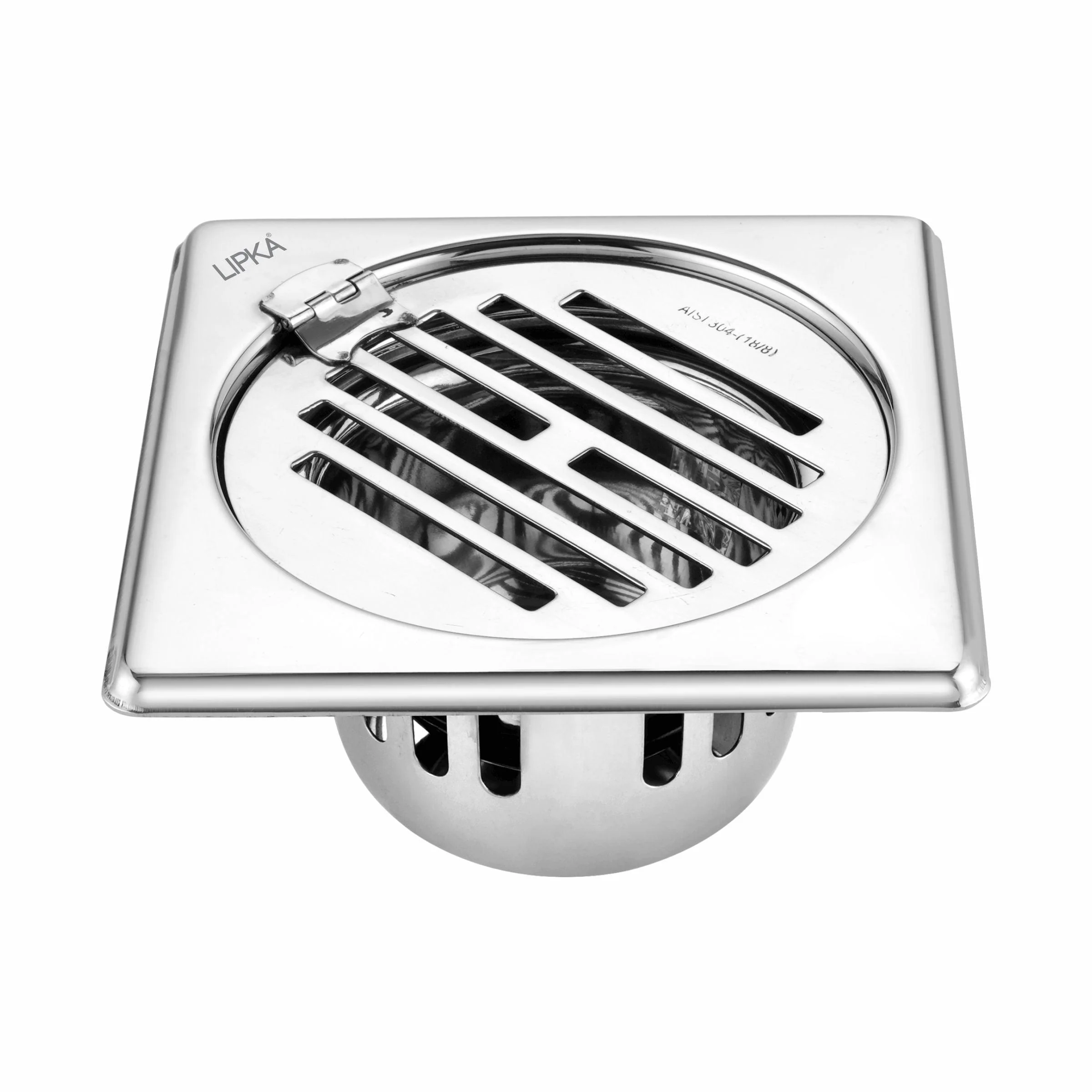 Golden Classic Jali Square Floor Drain (5 x 5 Inches) with Hinge and Cockroach Trap - LIPKA