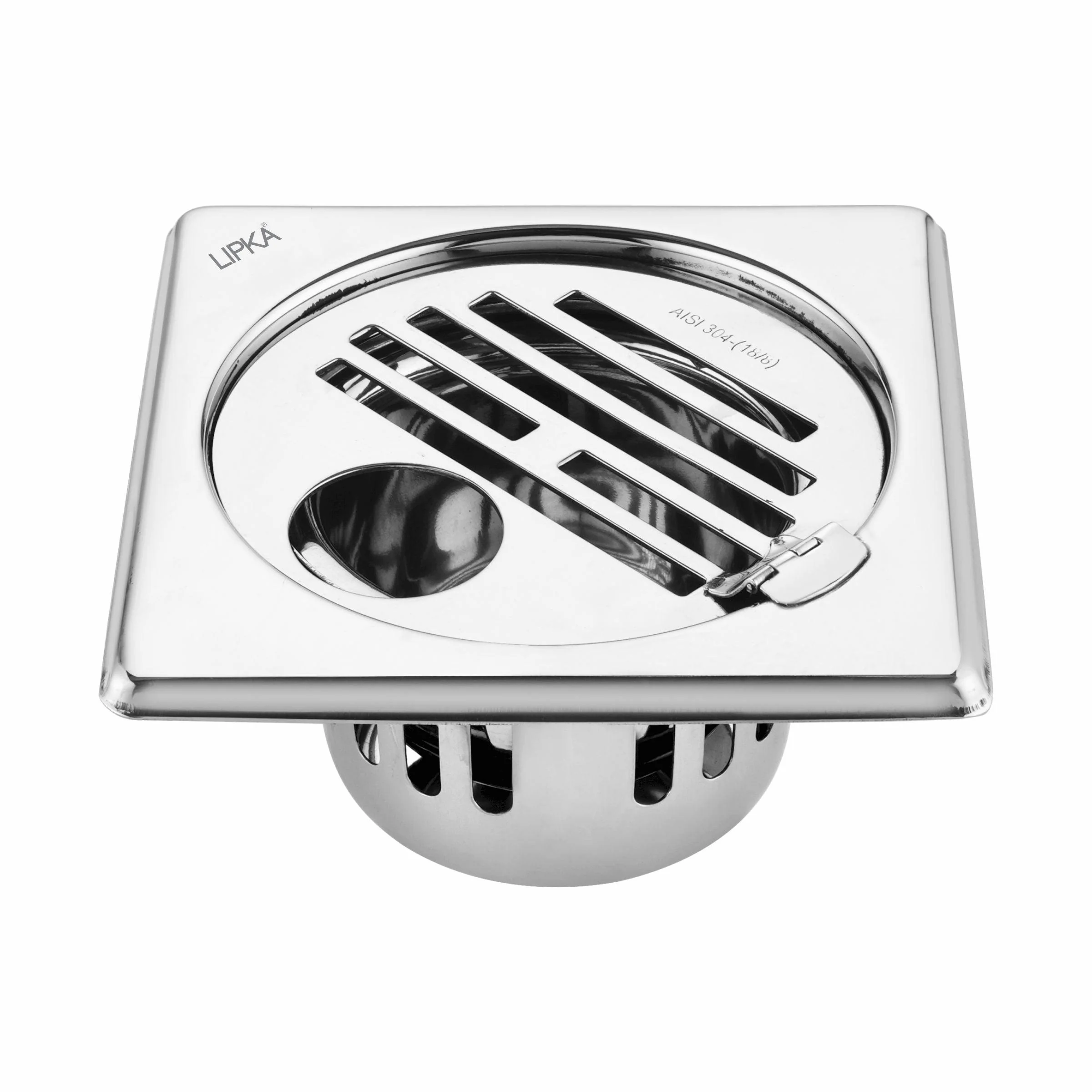 Golden Classic Jali Square Floor Drain (5 x 5 Inches) with Hinge, Hole and Cockroach Trap - LIPKA